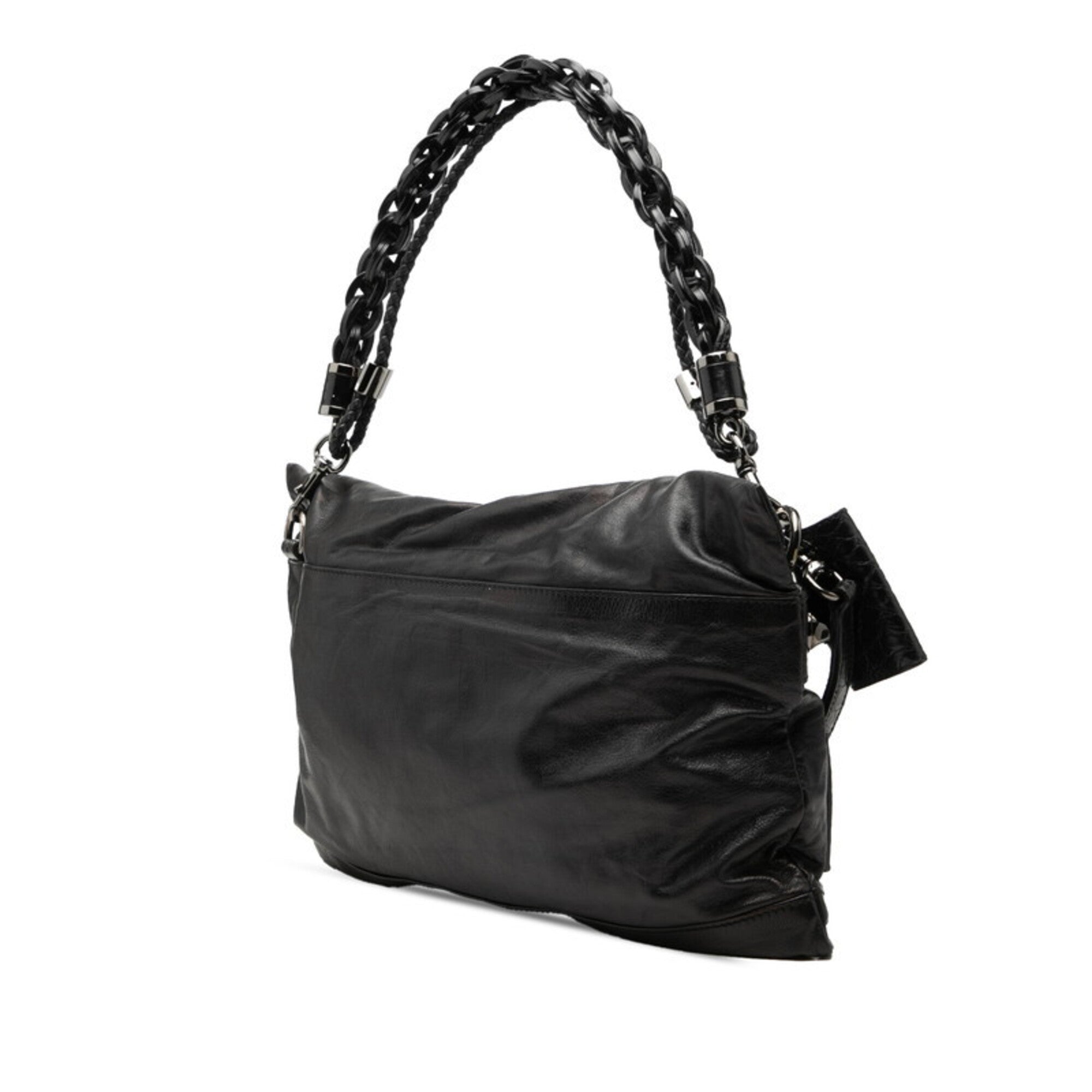 Gucci Black Leather Clutch Bag Handbag (Pre-Owned)