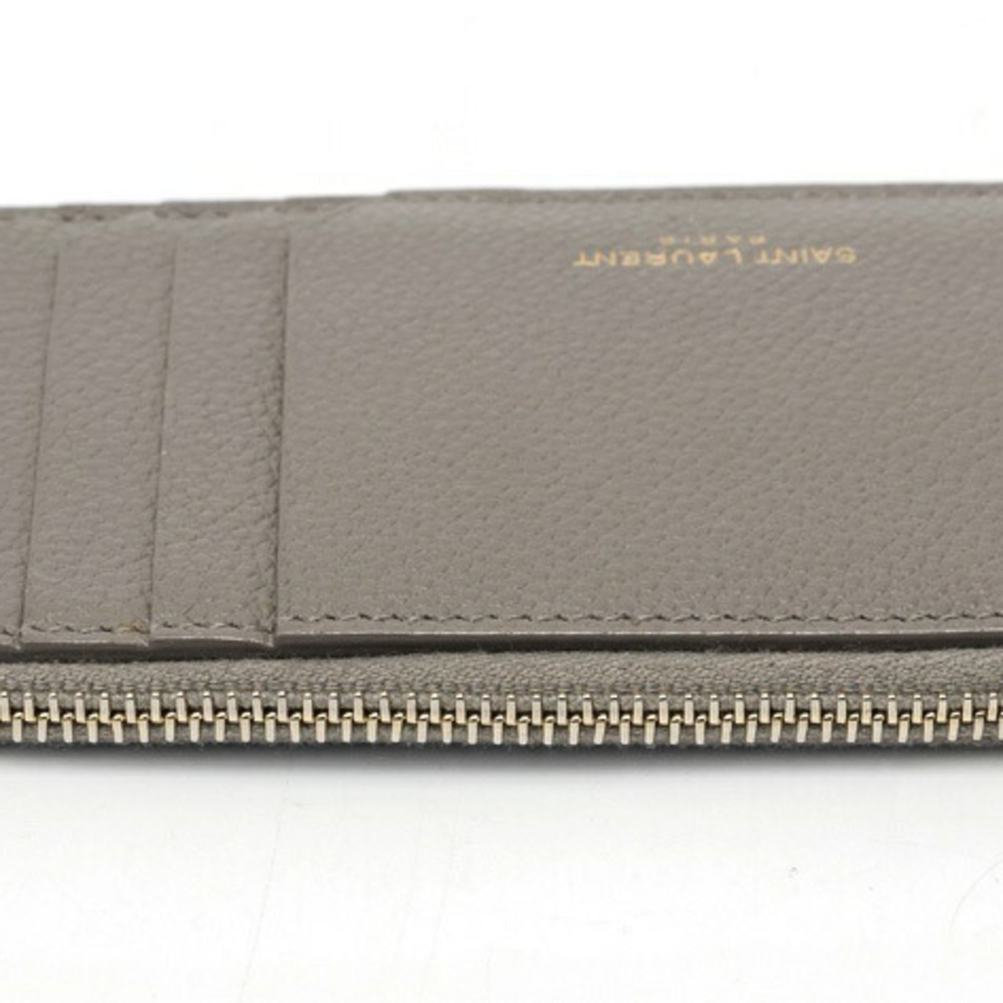 Saint Laurent Gray Leather Coin Purse/Coin Case (Pre-Owned)