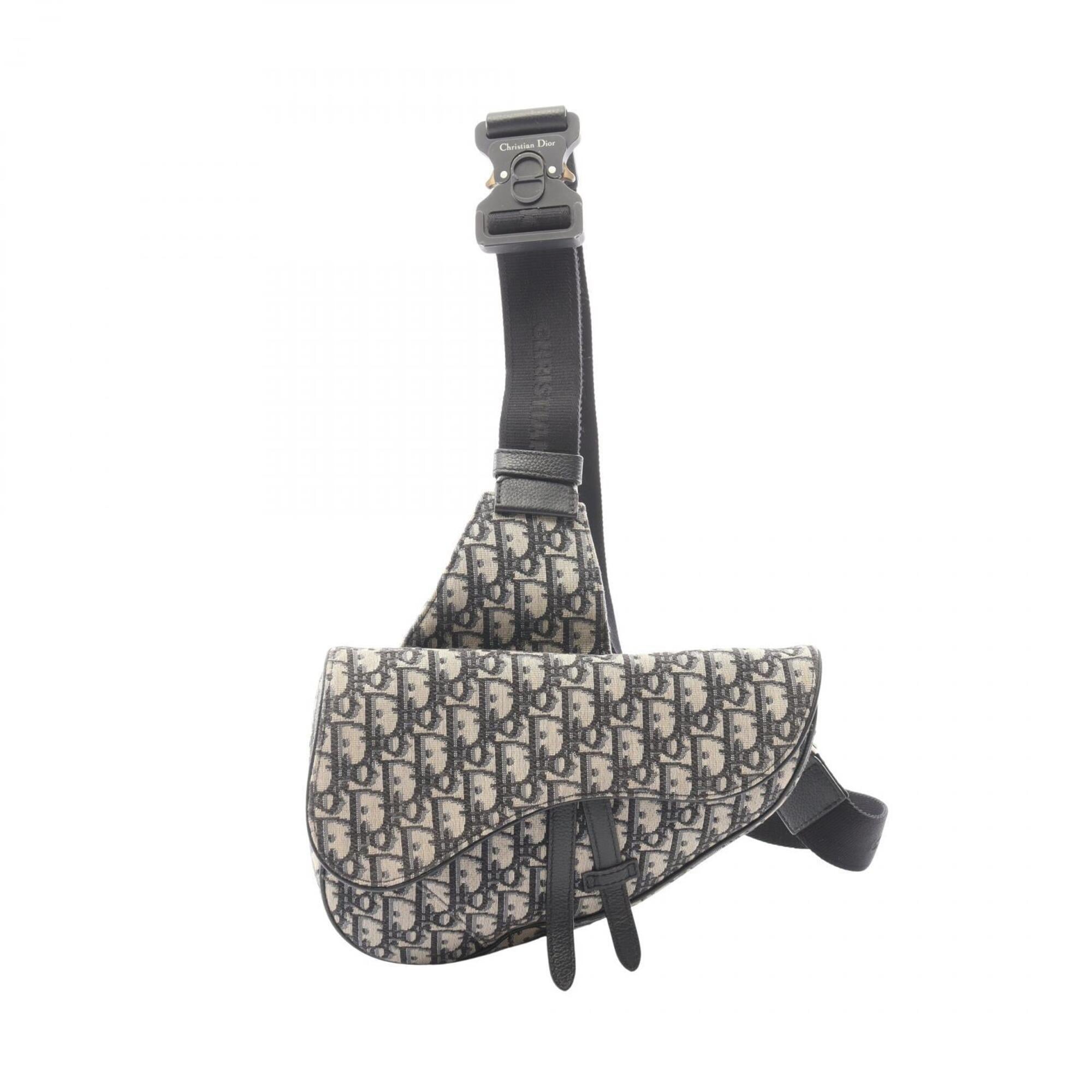 Christian Dior Beige Navy Canvas Leather Fanny Pack Handbag Saddle Bag (Pre-Owned)