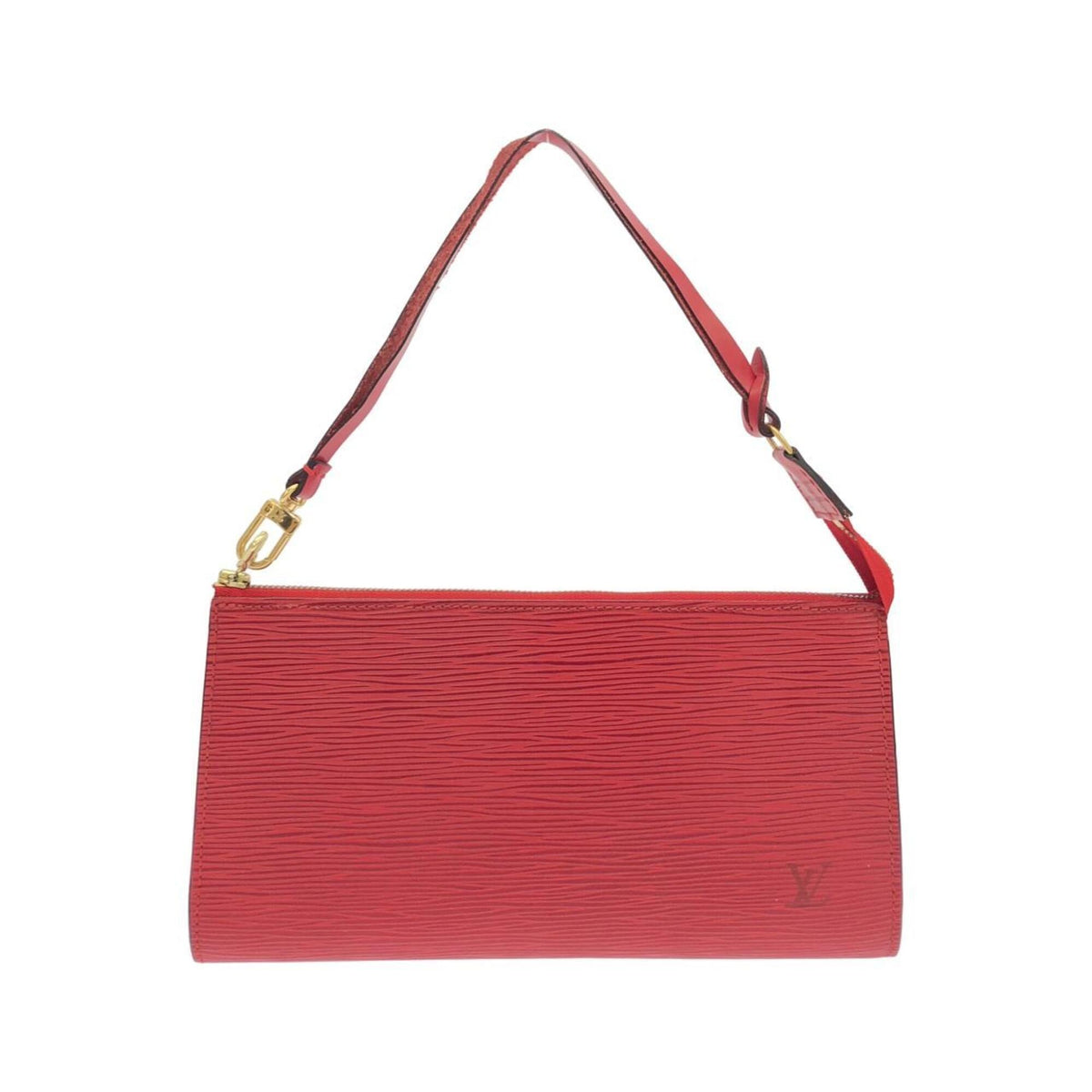 Louis Vuitton Red Color Leather Pochette Pouch (Pre-Owned)