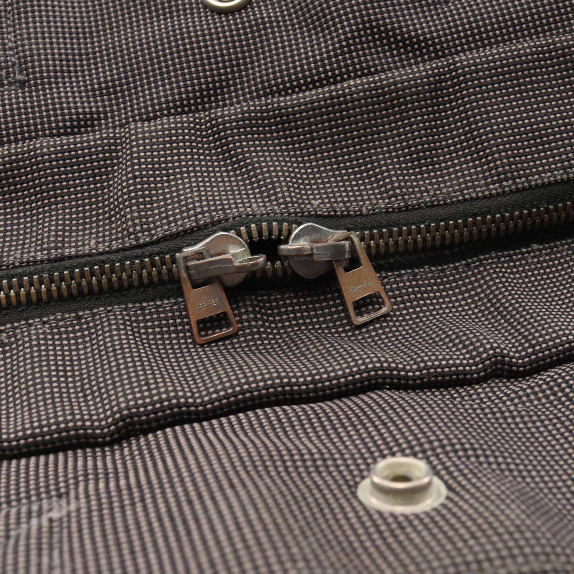 Hermes Gray Nylon Canvas Handbag Tote Bag (Pre-Owned)