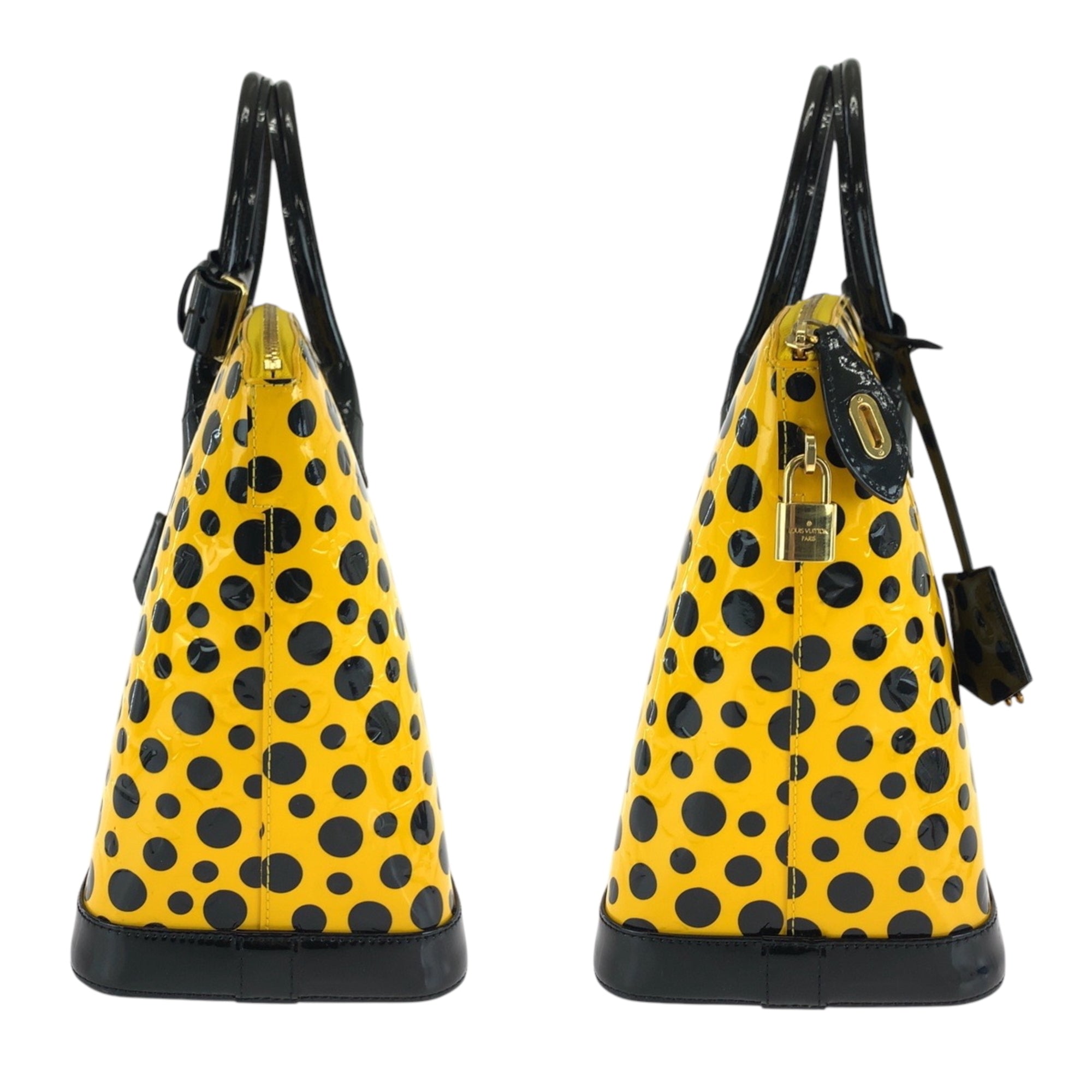 Louis Vuitton Black Jaune Yellow Patent Leather Handbag (Pre-Owned)