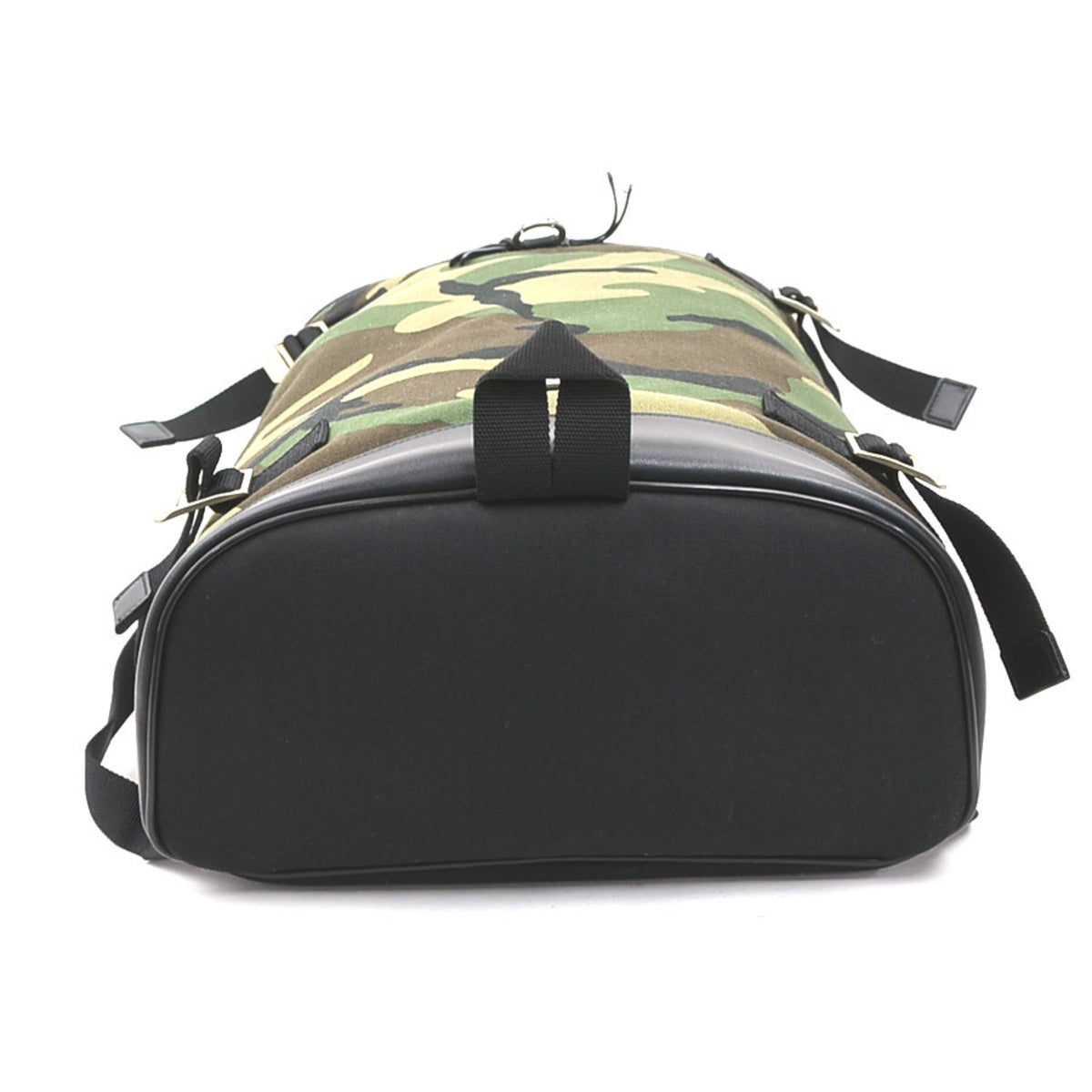 Saint Laurent Black Khaki Canvas Leather Backpack (Pre-Owned)