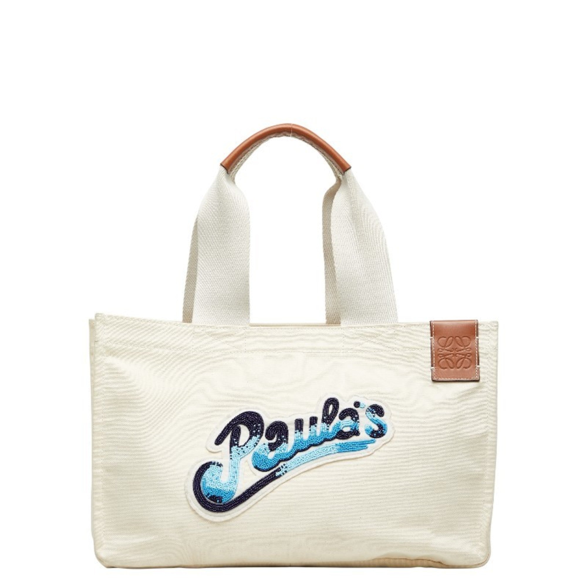 Loewe Blue Ivory White Canvas Tote Bag (Pre-Owned)