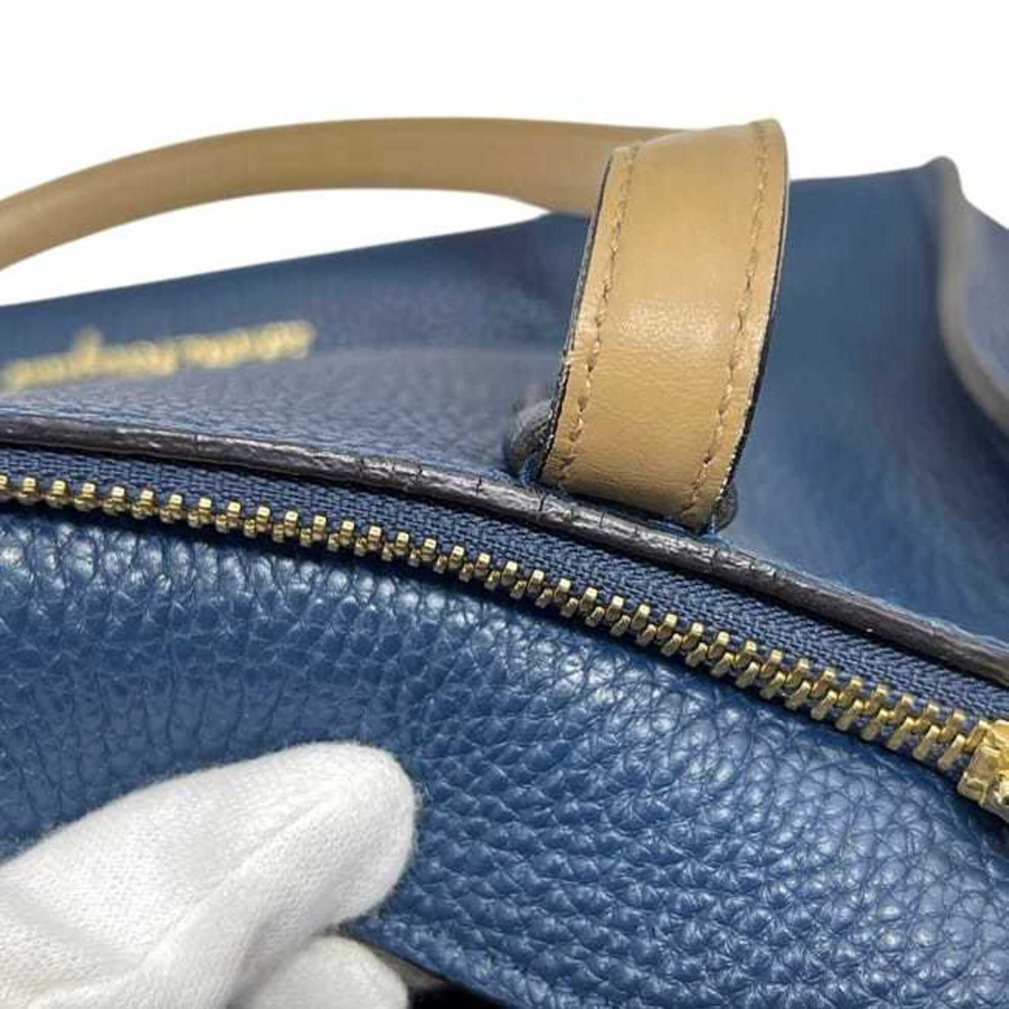 Salvatore Ferragamo Blue Leather Tote Bag (Pre-Owned)