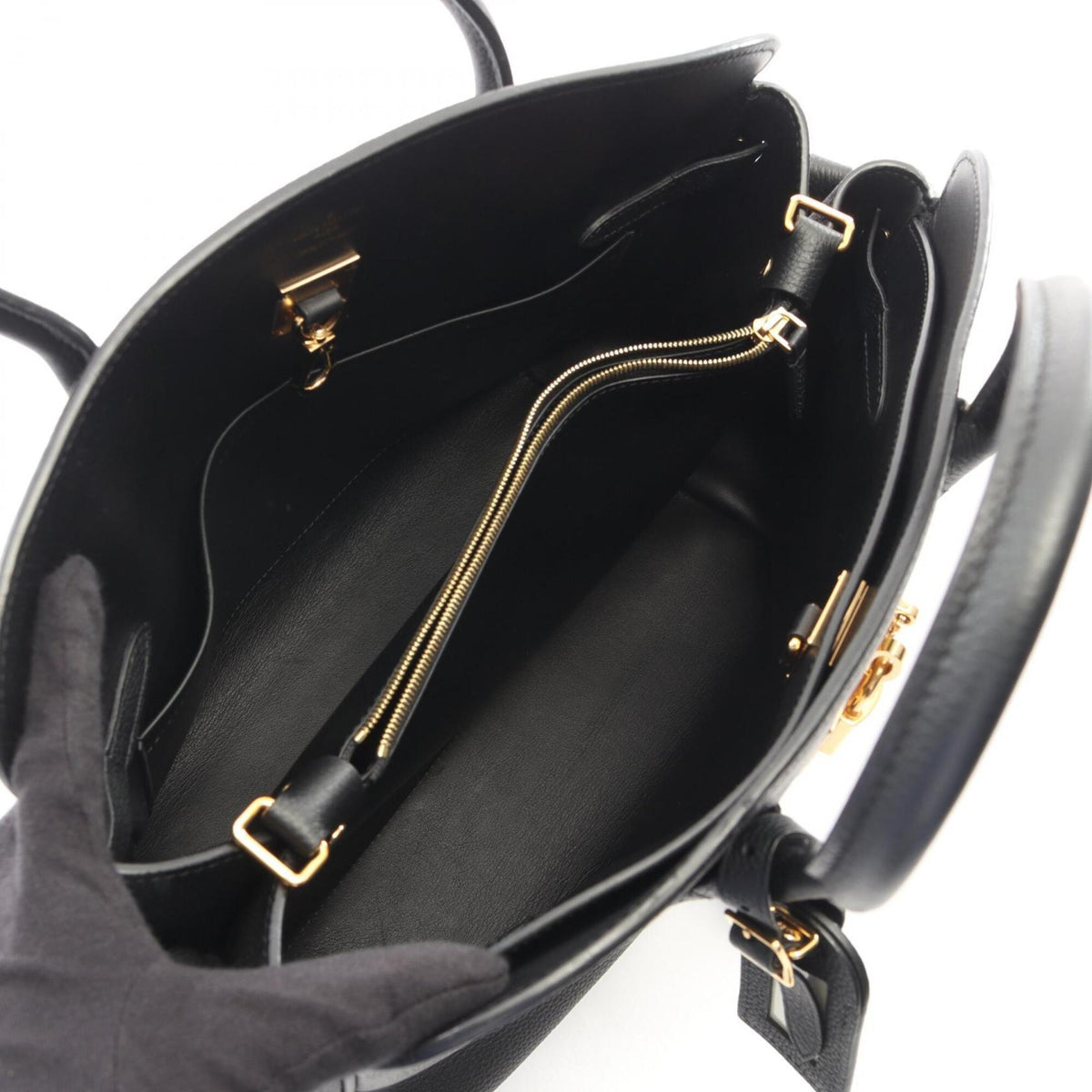 Louis Vuitton Black Leather Handbag Tote Bag (Pre-Owned)