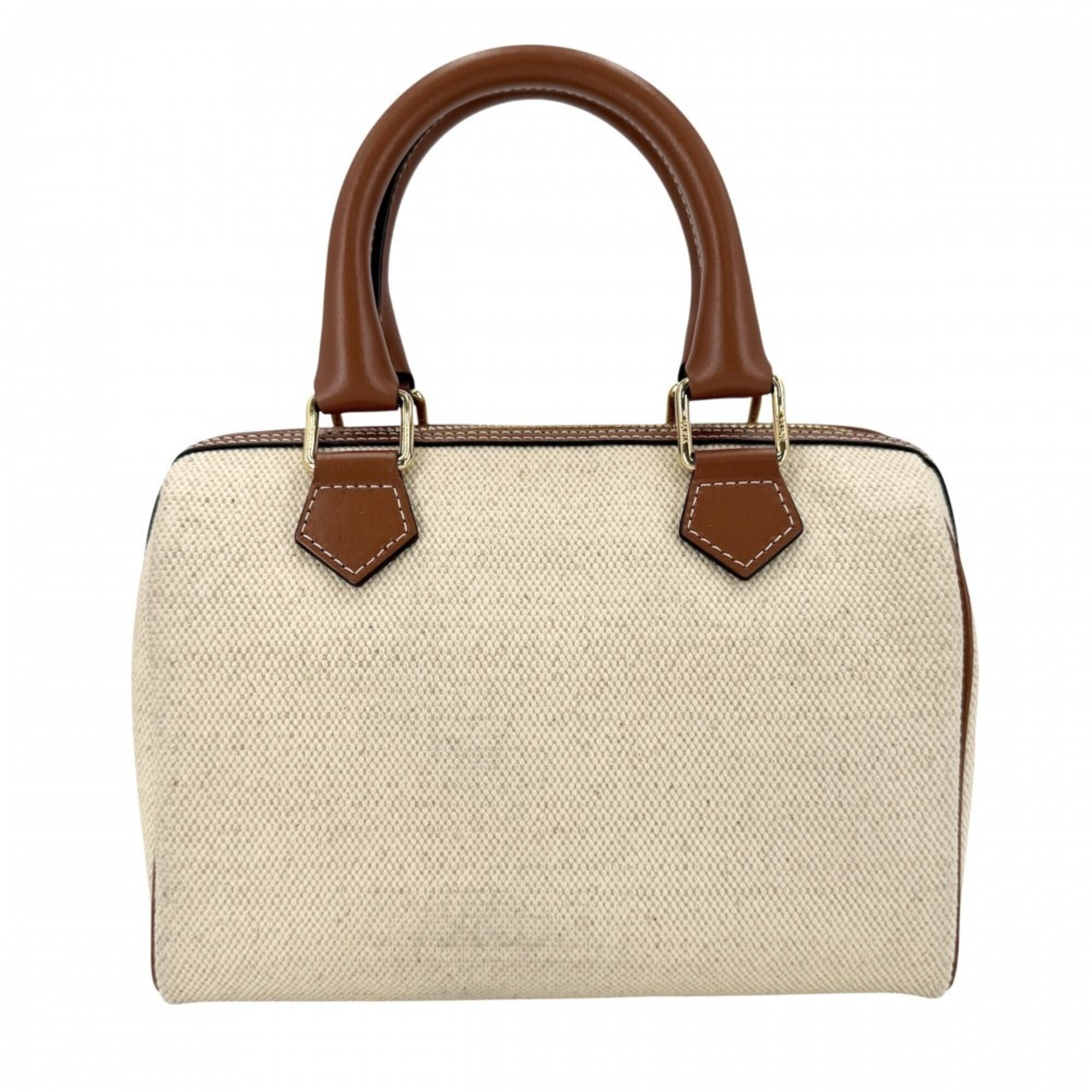 Celine Beige Brown Canvas Leather Shoulder Bag (Pre-Owned)