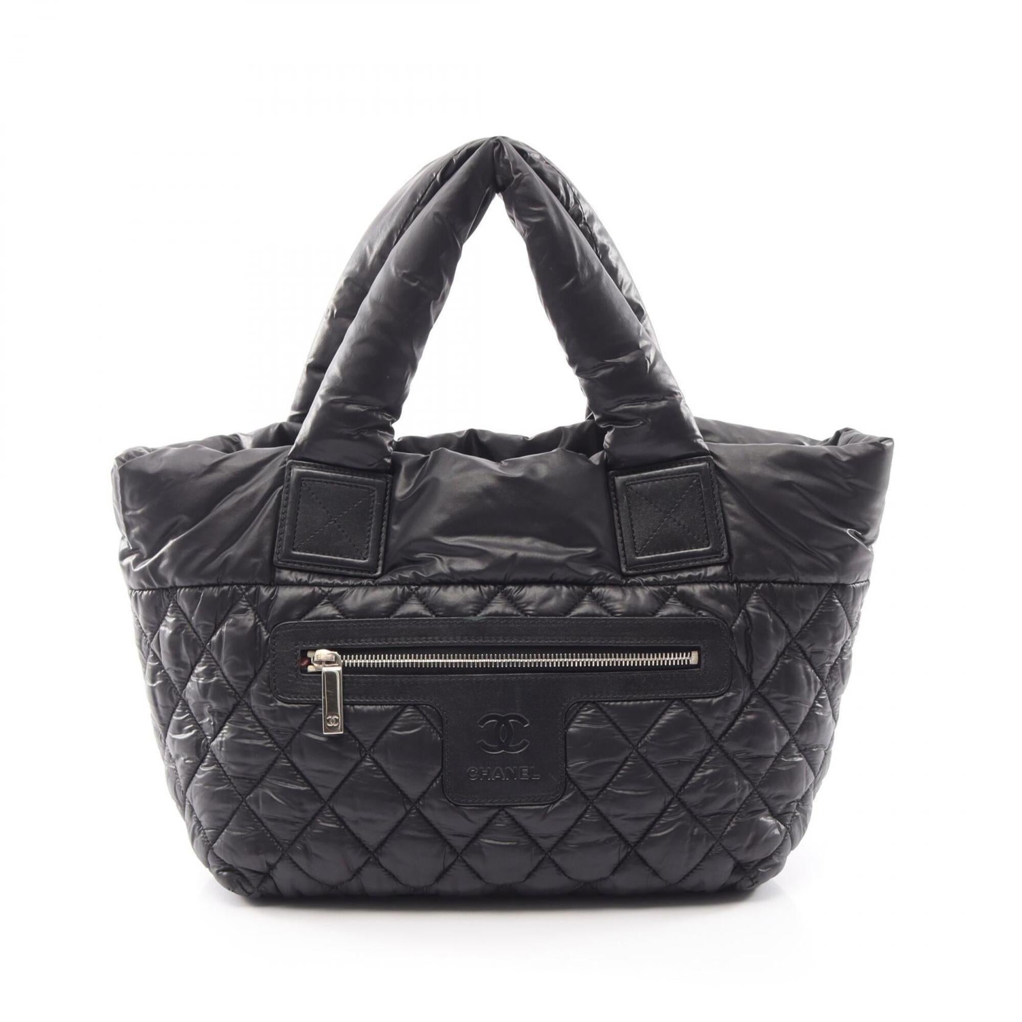 Chanel Black Nylon Leather Handbag Tote Bag (Pre-Owned)