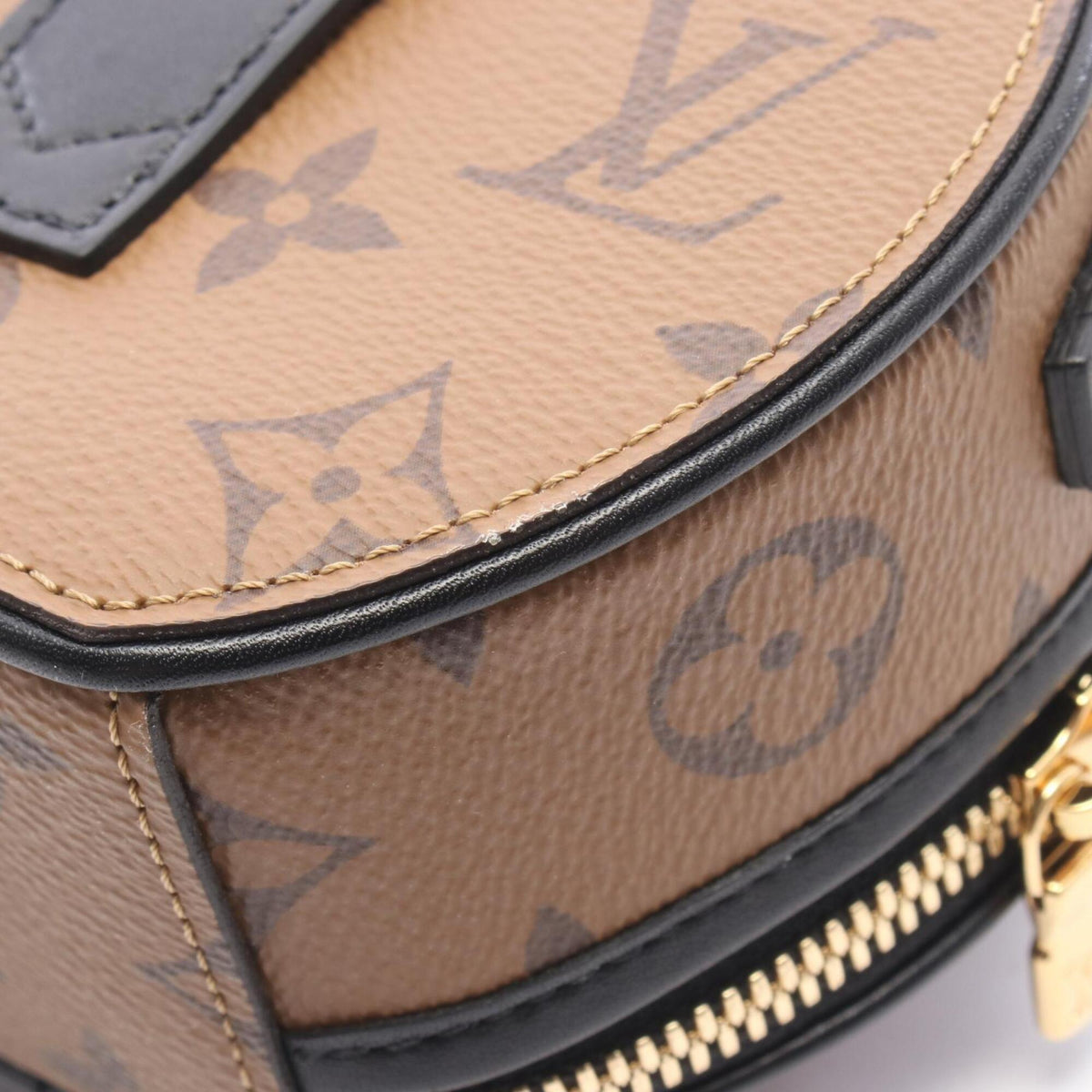 Louis Vuitton Black Brown Monogram Reverse Pvc Coated Canvas Leather Handbag (Pre-Owned)