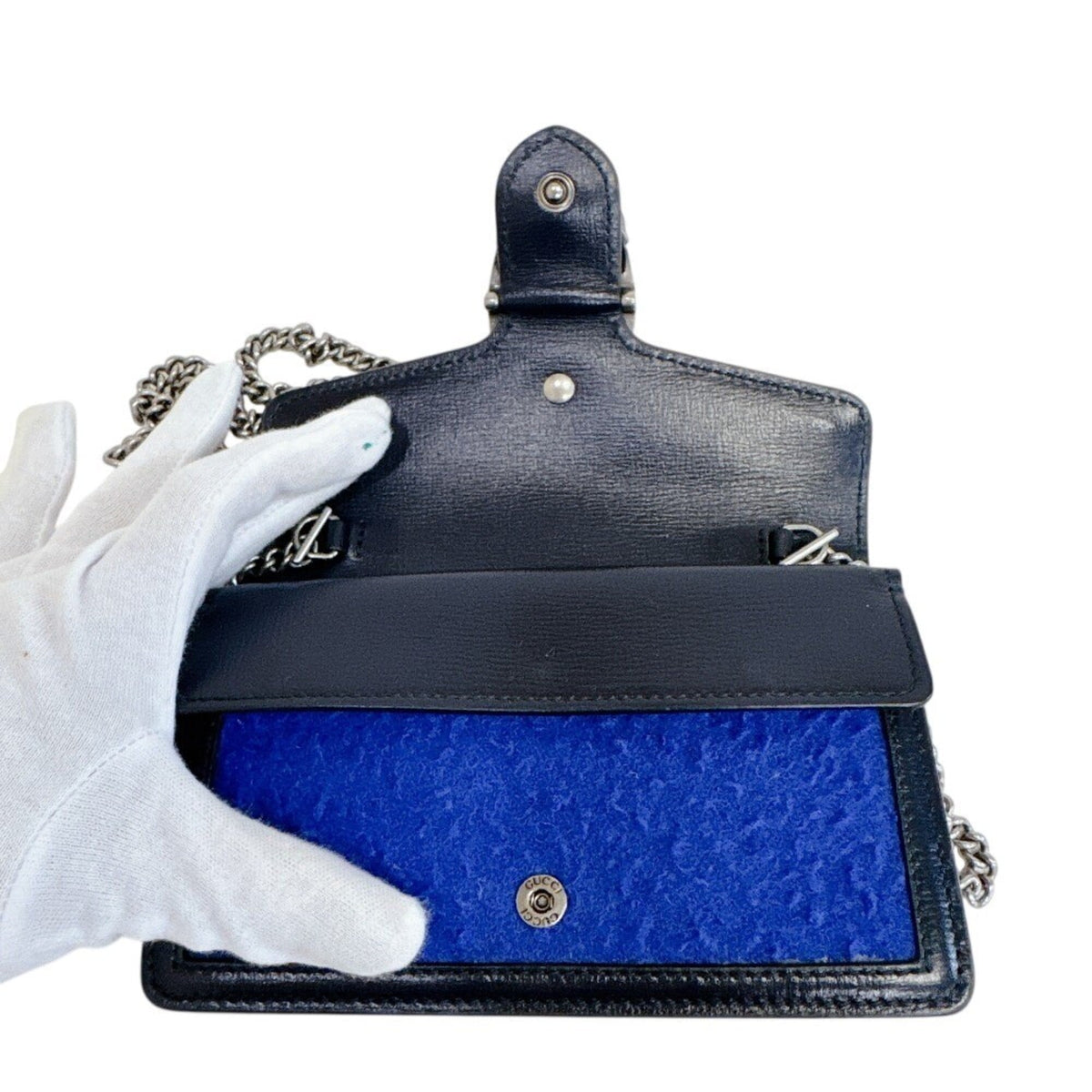Gucci Blue Wool Leather Shoulder Bag (Pre-Owned)