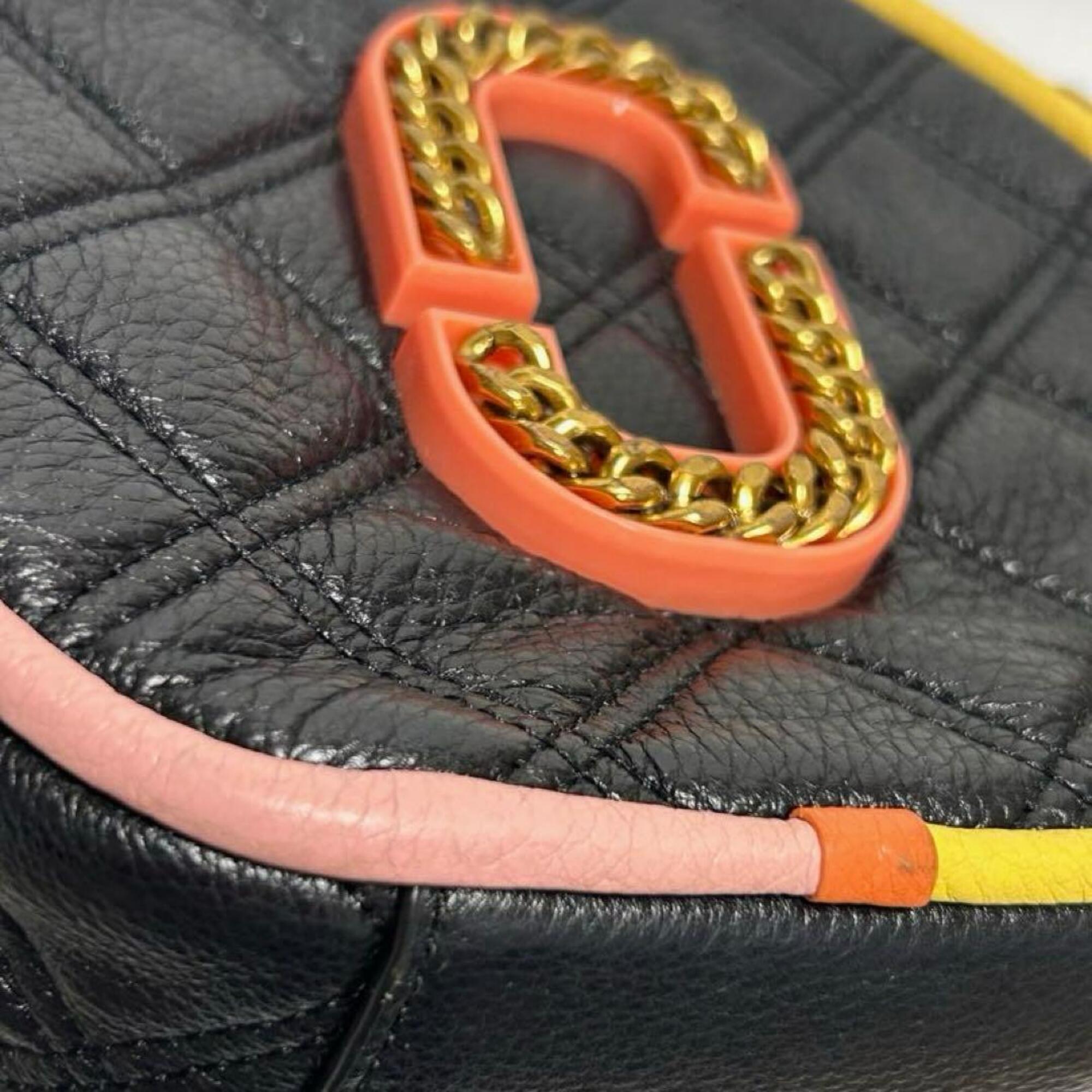 Marc Jacobs Black Pink Orange Yellow Leather Shoulder Bag (Pre-Owned)