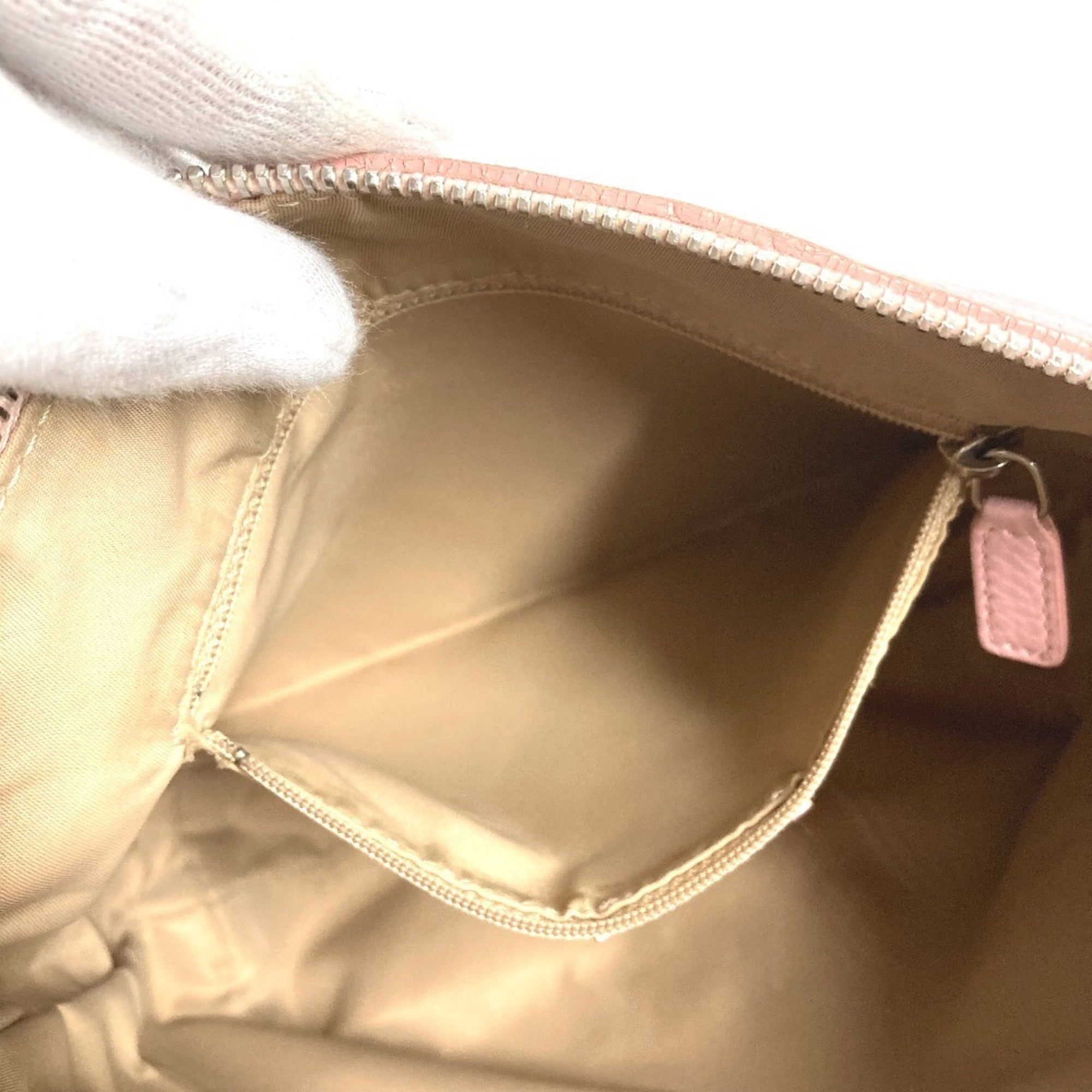 Christian Dior Trotter Beige Pink Leather Canvas Shoulder Bag (Pre-Owned)