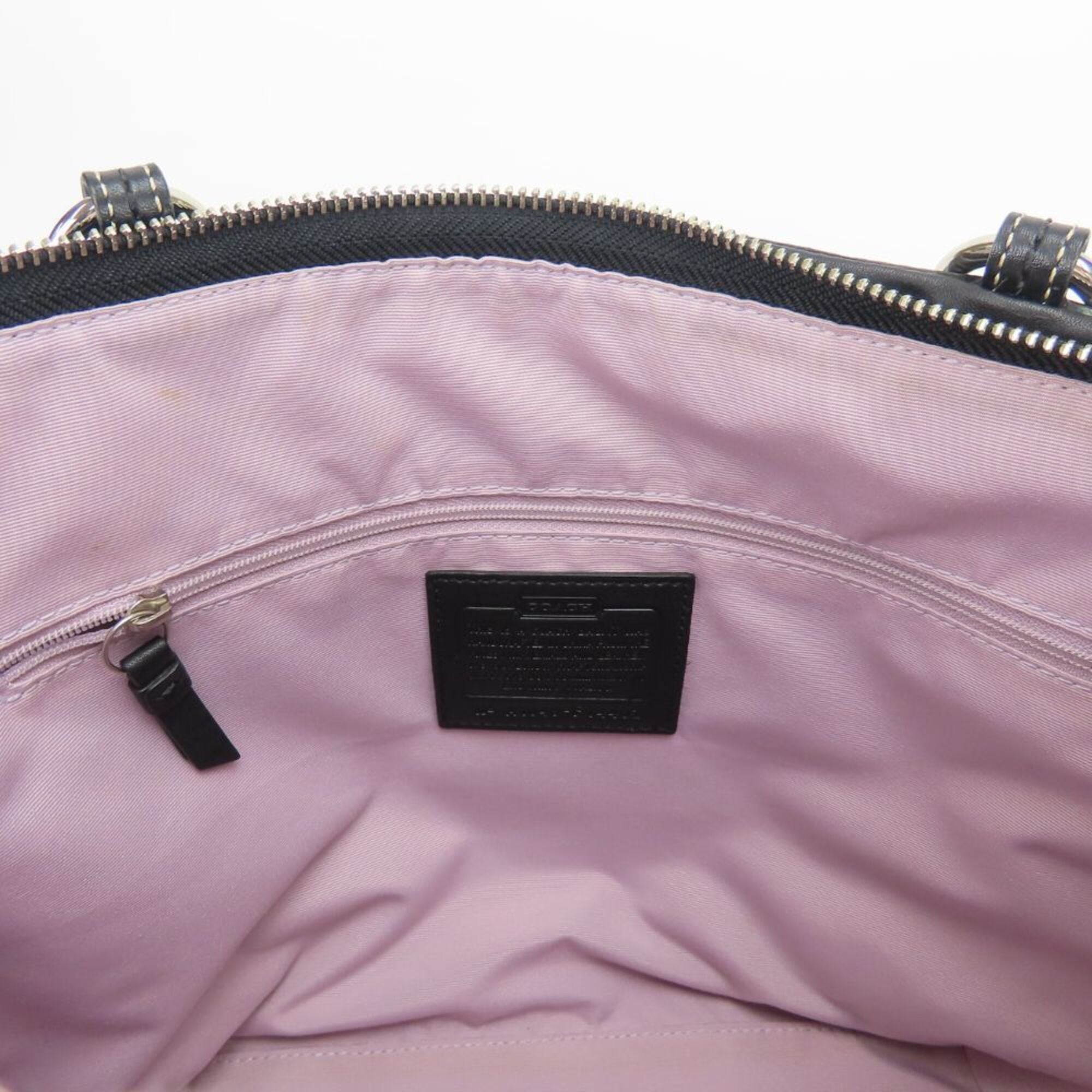 Coach Black Gray Canvas Leather Tote Bag (Pre-Owned)