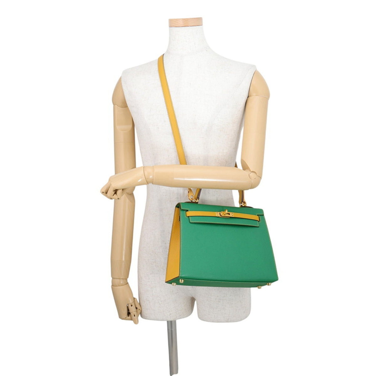 Hermes Green Yellow Epsom Leather Handbag (Pre-Owned)