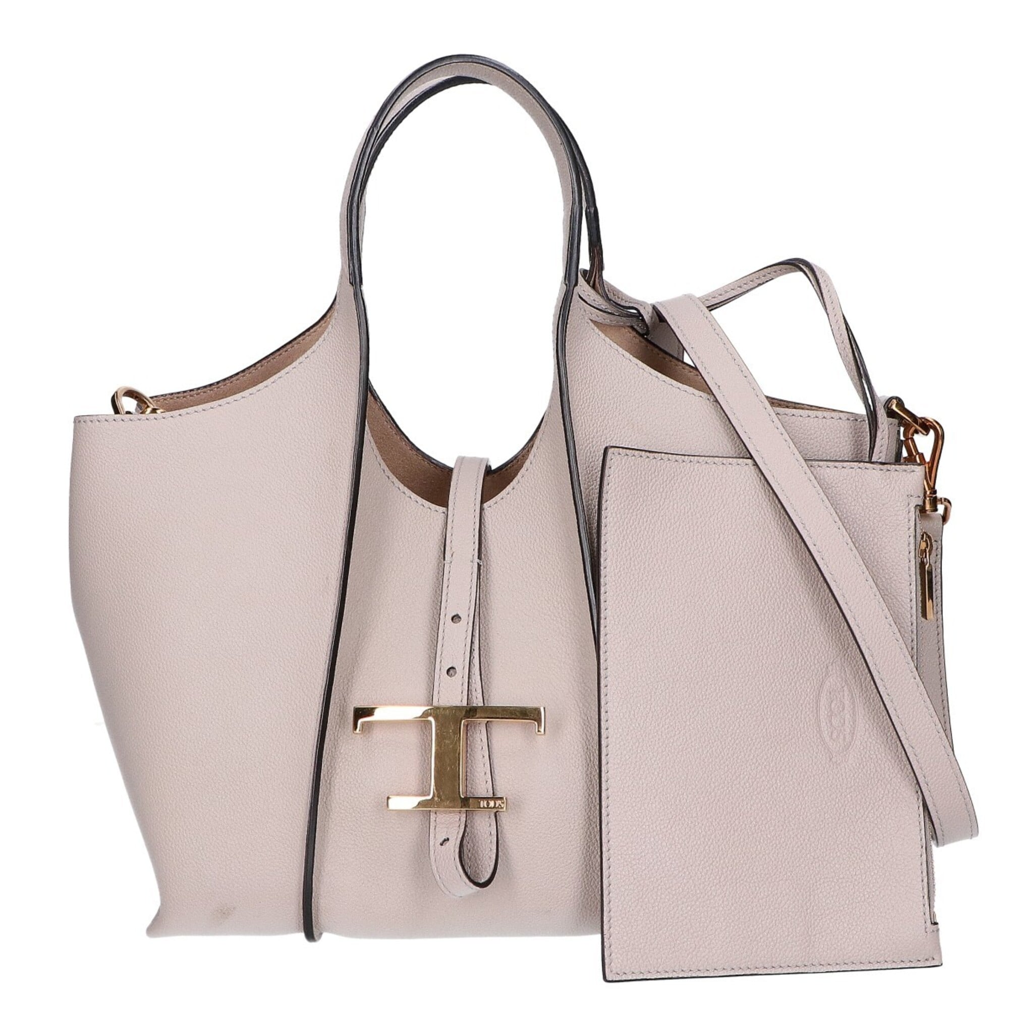 Tod's Grayish Leather Handbag Shopping Bag (Pre-Owned)