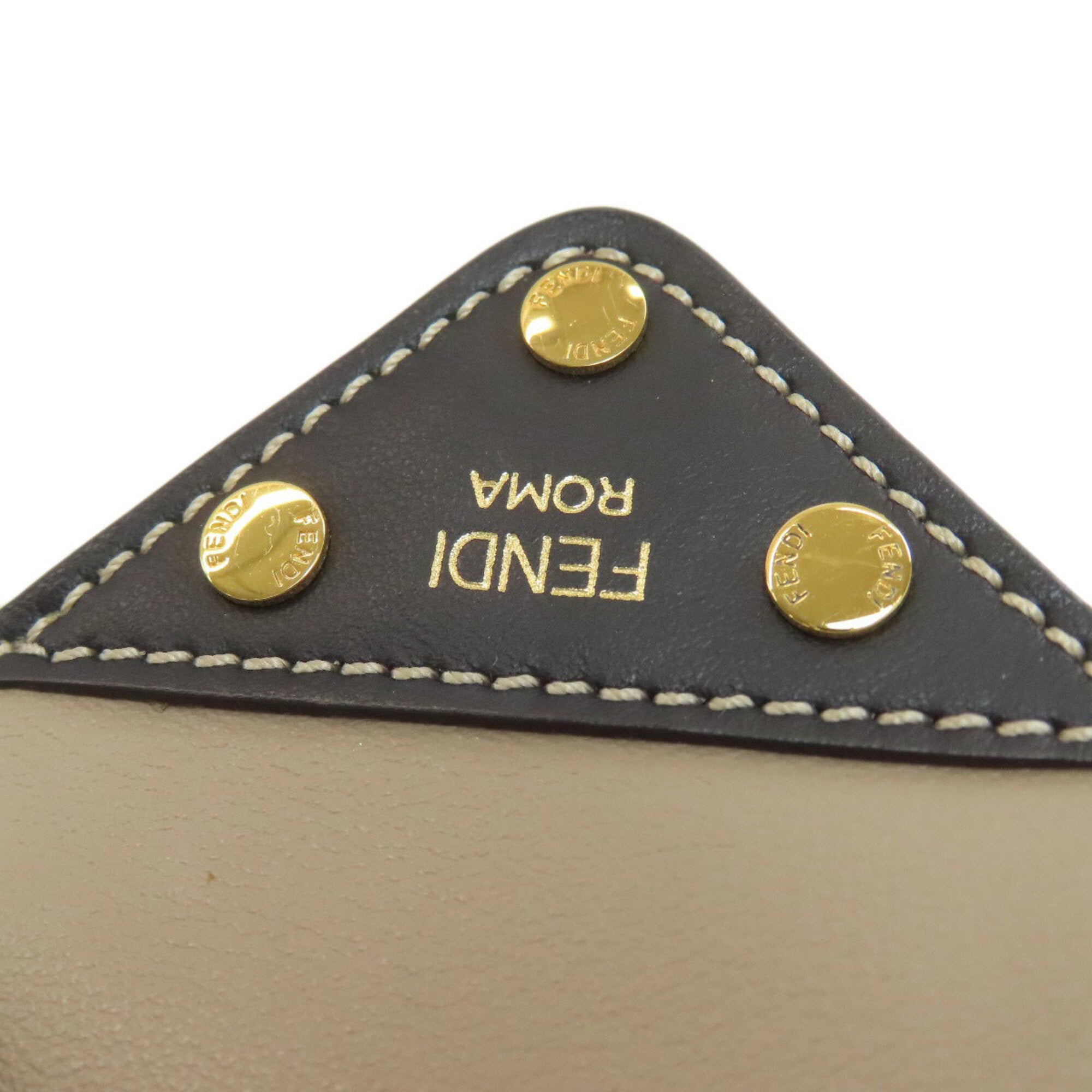 Fendi Beige Red Color Leather Handbag (Pre-Owned)