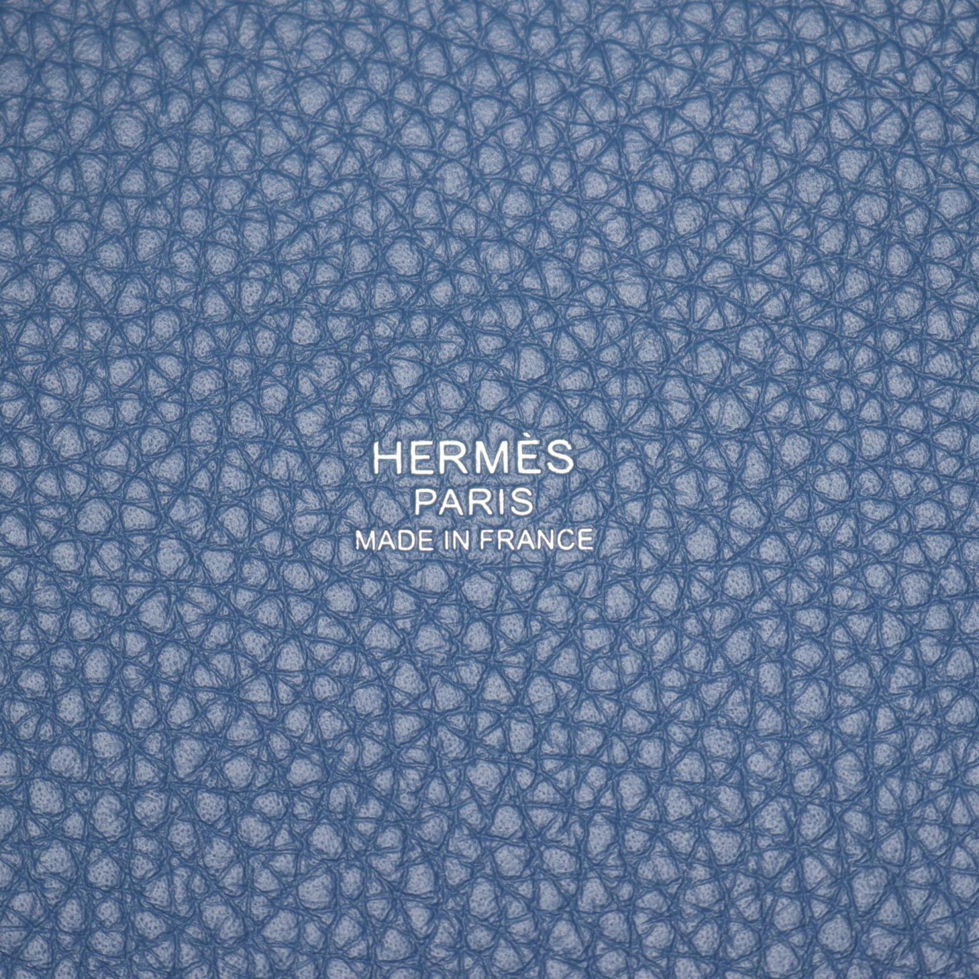 Hermes Blue Taurillon Clemence Leather Handbag (Pre-Owned)