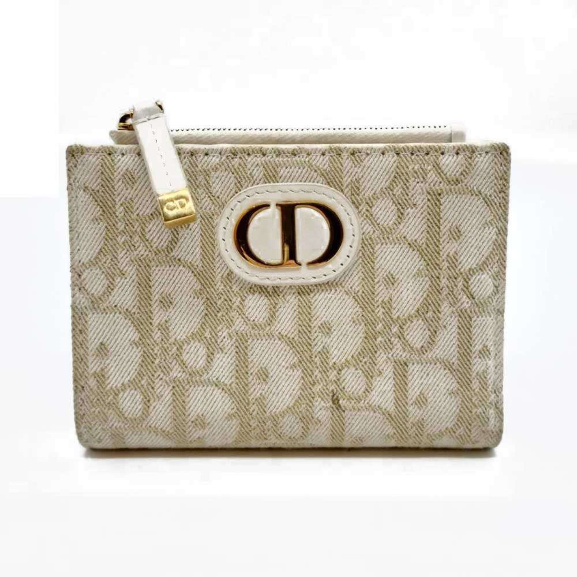 Christian Dior White Jacquard Wallet (Bi-Fold) (Pre-Owned)