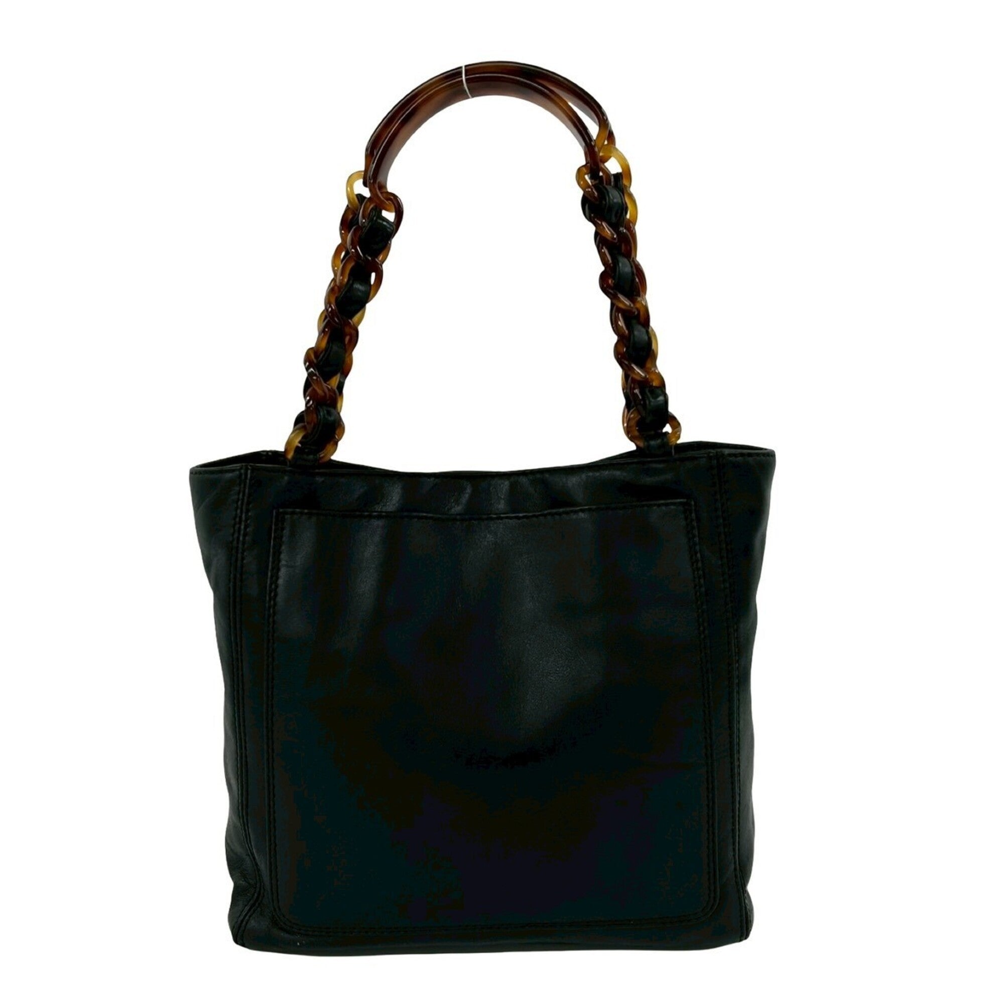 Chanel Black Brown Leather Plastic Handbag (Pre-Owned)