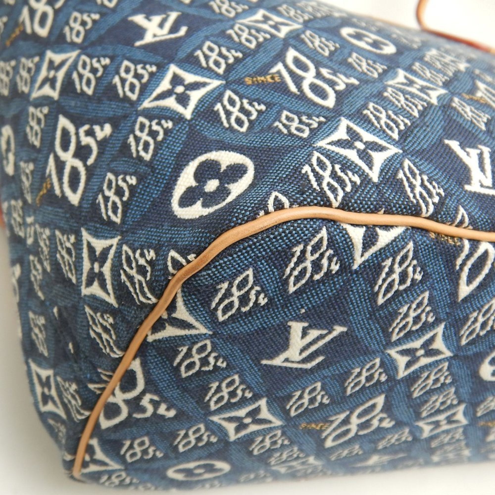 Louis Vuitton Blue Monogram Monogram Cotton Canvas Leather Tote Bag (Pre-Owned)