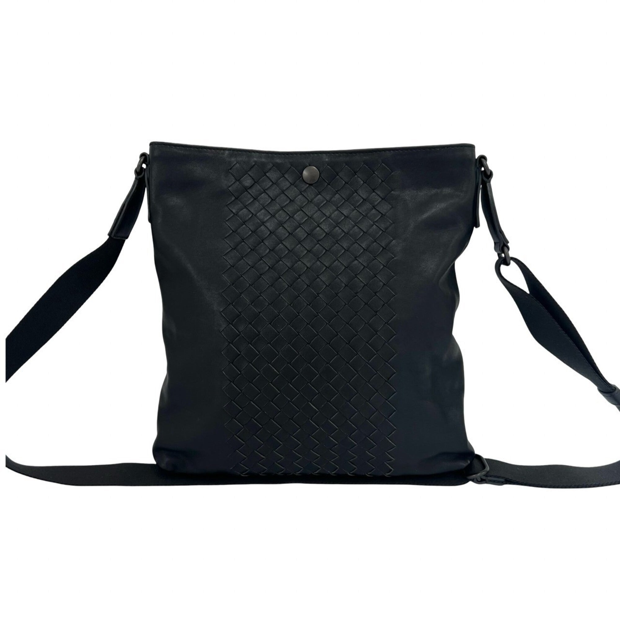Bottega Veneta Black Leather Crossbody Bag Shoulder Bag (Pre-Owned)