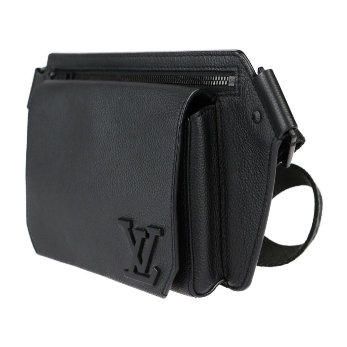 Louis Vuitton Black Noir Leather Pouch Sling Bag (Pre-Owned)
