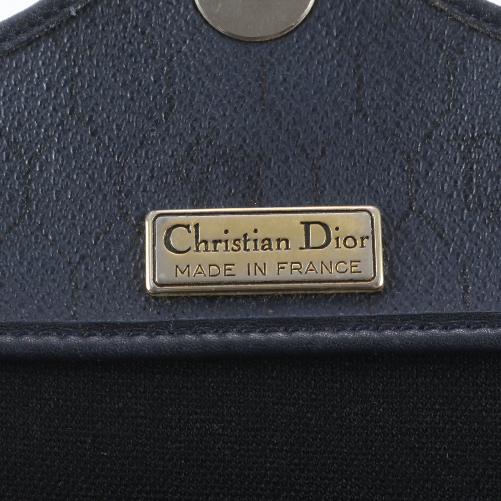 Christian Dior Navy Leather Handbag Shoulder Bag Tote Bag (Pre-Owned)
