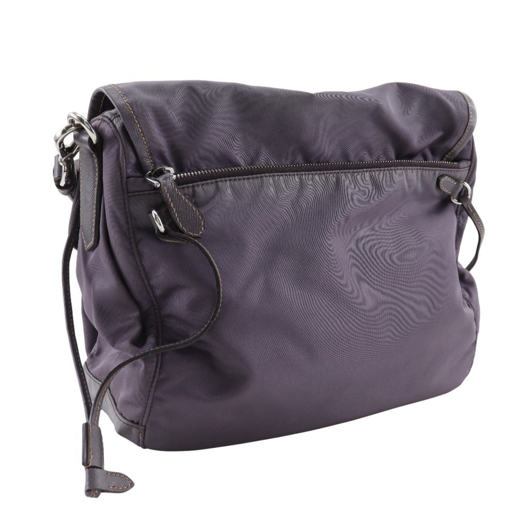 Prada Purple Nylon Leather Shoulder Bag (Pre-Owned)