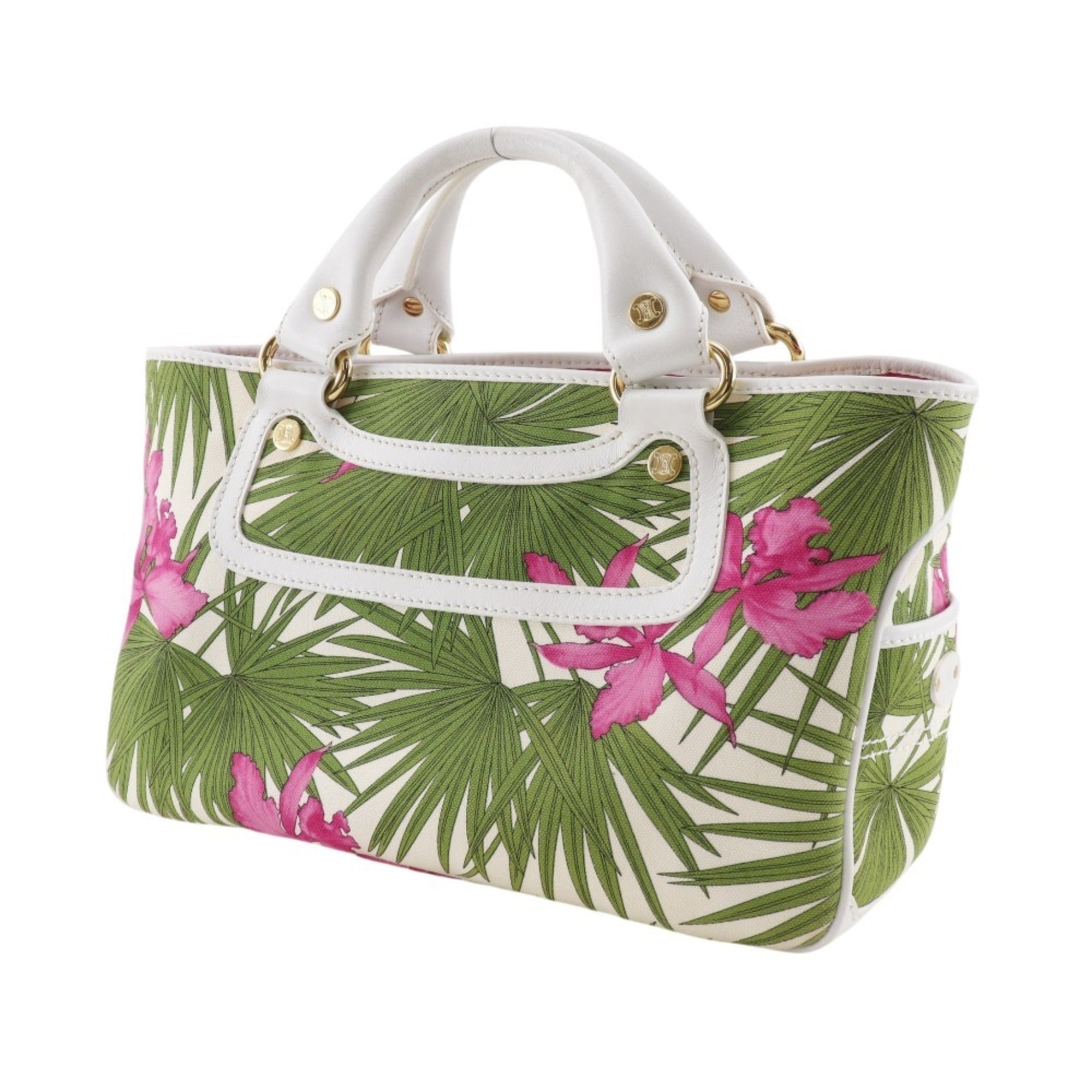 Celine Boogie White Canvas Handbag (Pre-Owned)