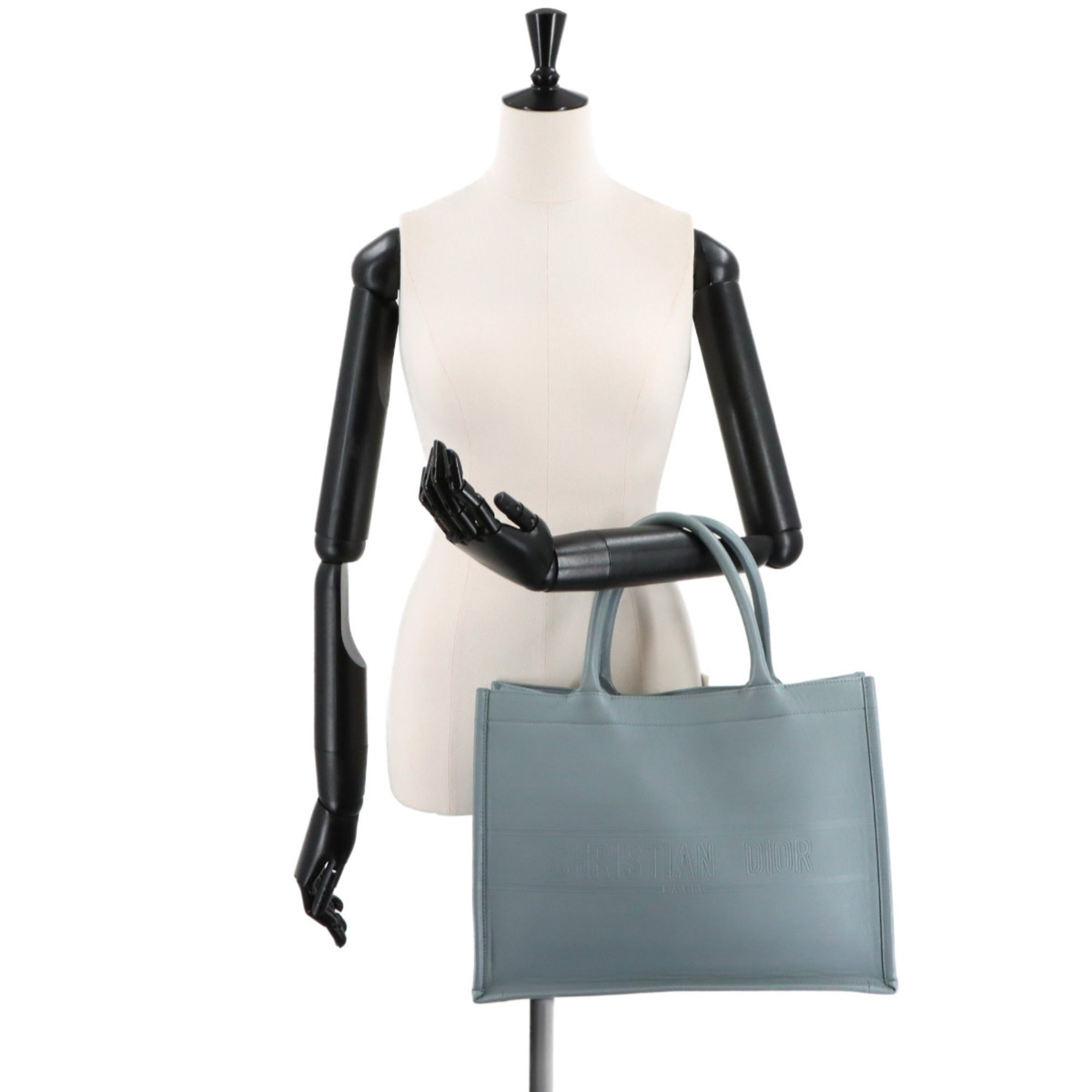 Christian Dior Gray Leather Handbag Tote Bag (Pre-Owned)