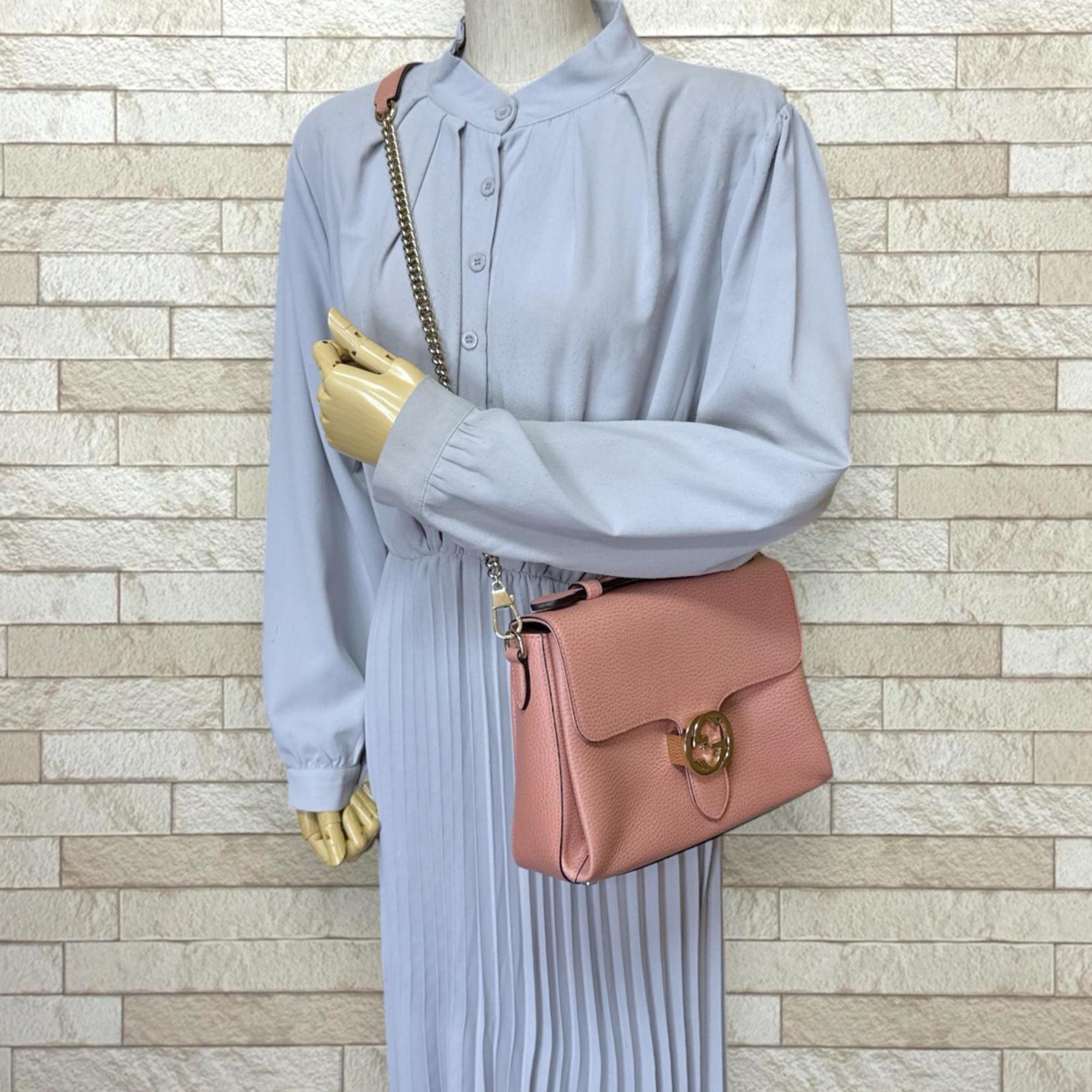 Gucci Pink Leather Shoulder Bag (Pre-Owned)