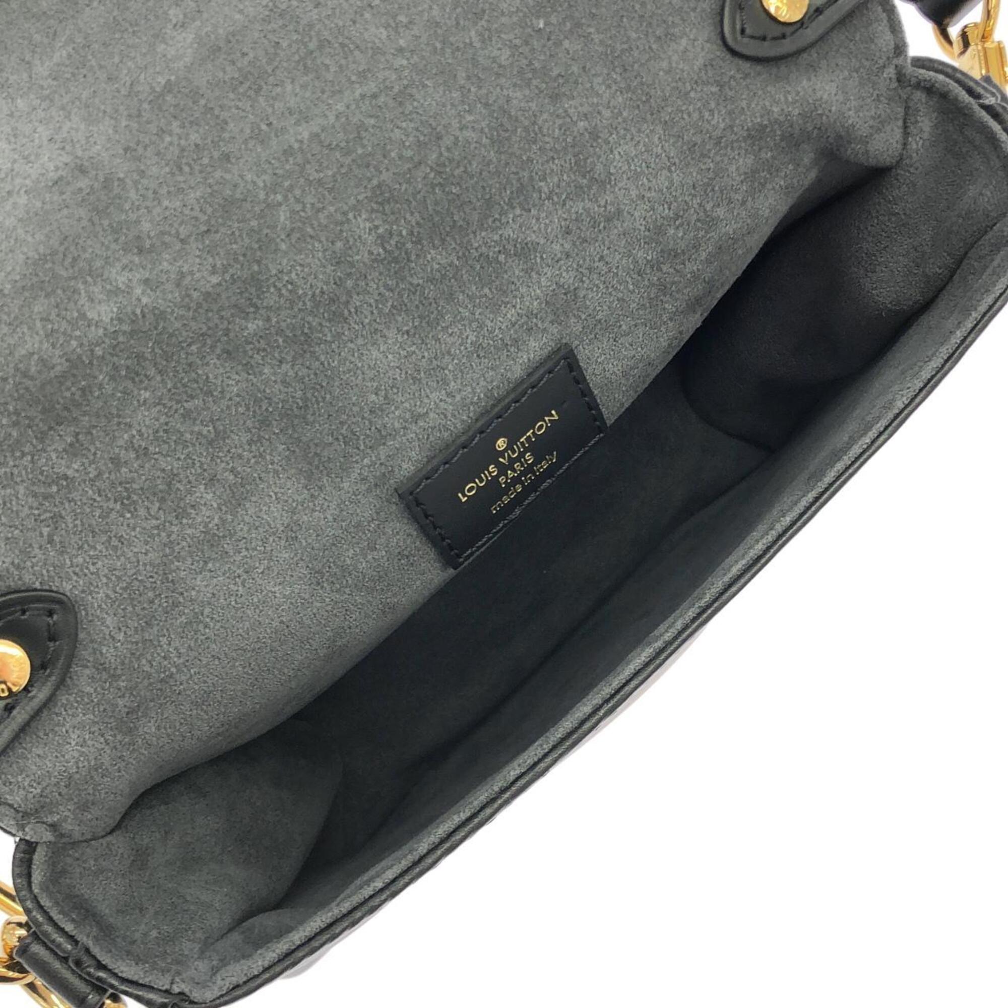 Louis Vuitton Black Leather Shoulder Bag (Pre-Owned)