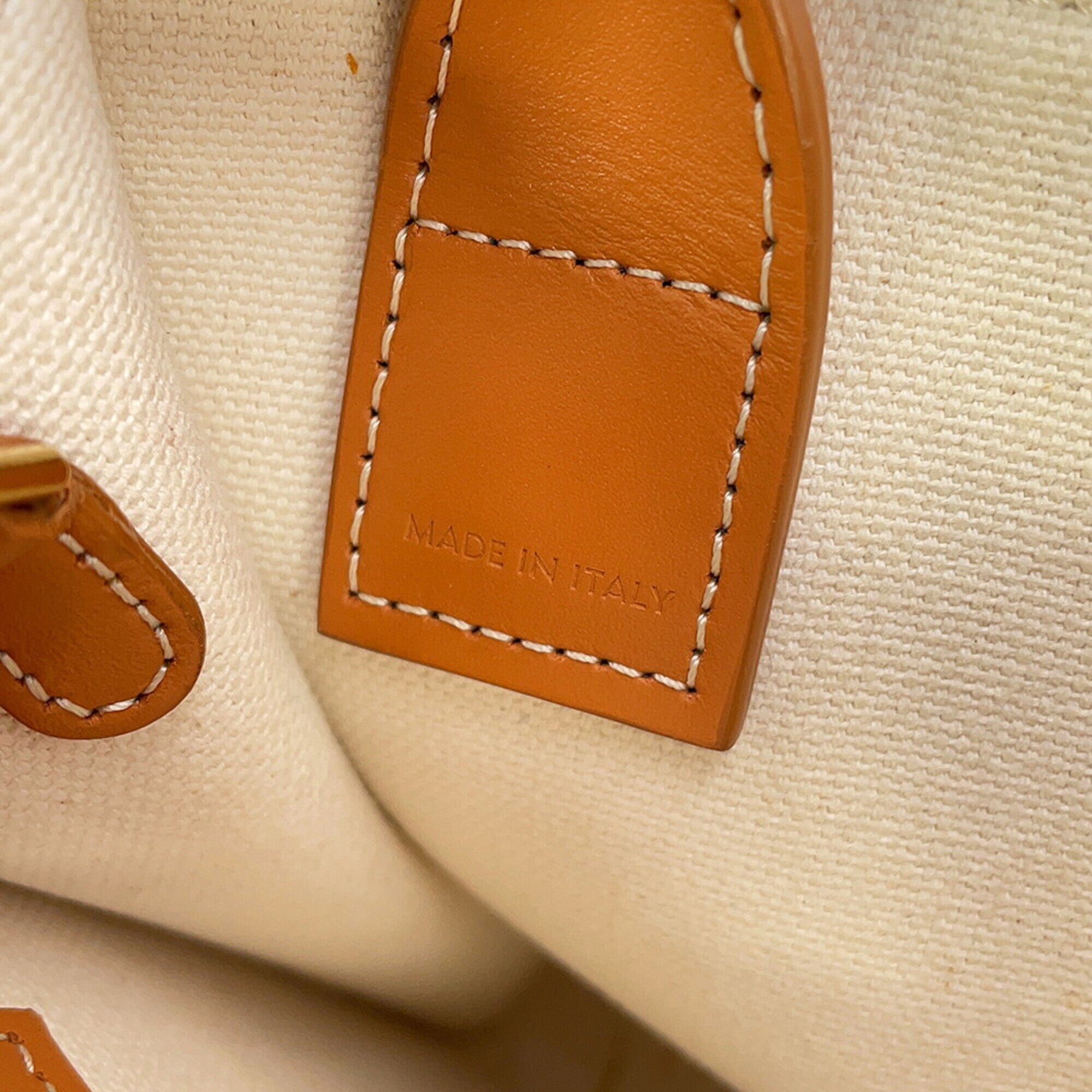 Celine Beige Brown Canvas Leather Handbag (Pre-Owned)