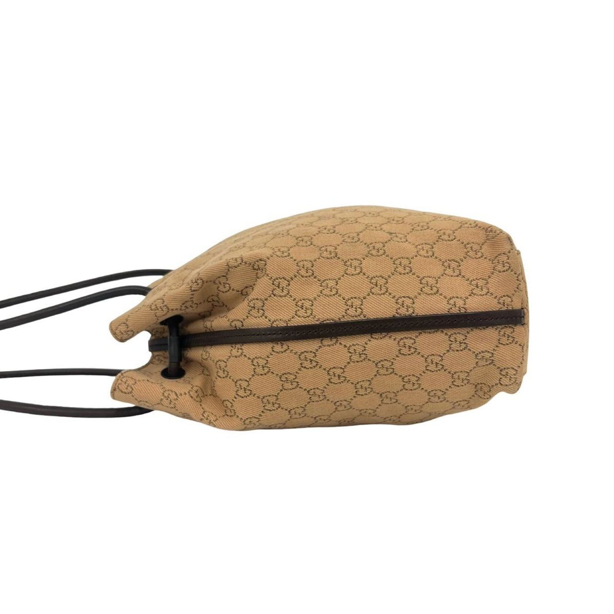 Gucci Beige Brown Canvas Leather Shoulder Bag Tote Bag (Pre-Owned)