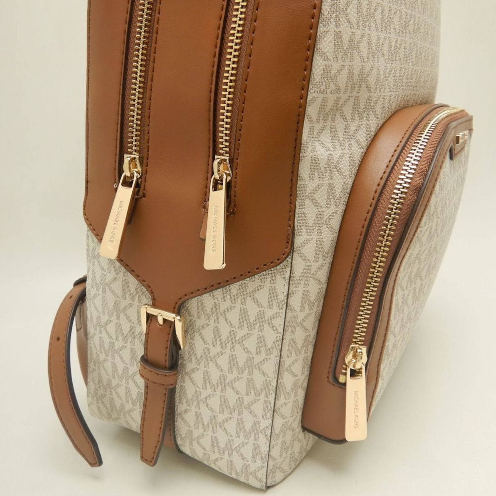 Michael Kors Brown Coated Canvas Leather Backpack (Pre-Owned)