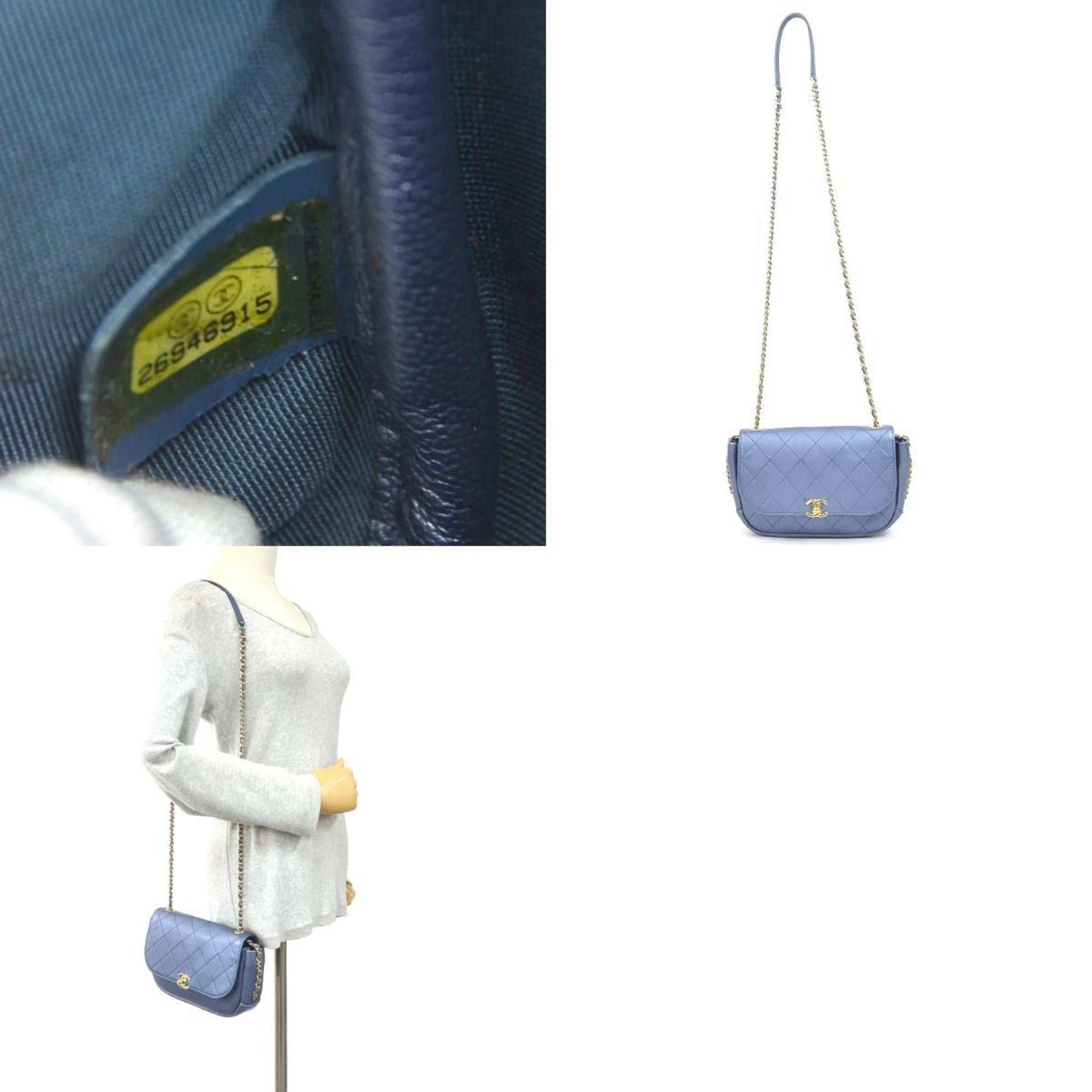Chanel Metallic Blue Leather Shoulder Bag (Pre-Owned)
