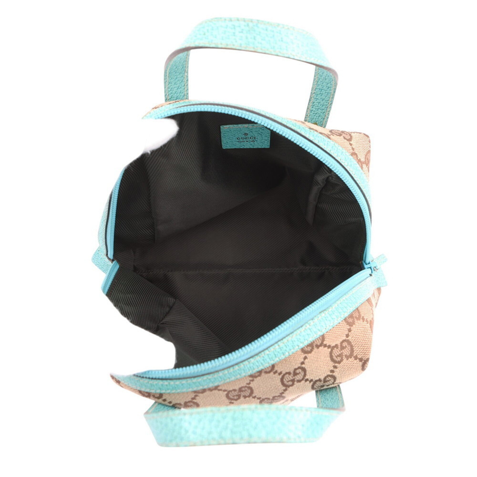Gucci Beige Light Blue Gg Canvas Leather Handbag (Pre-Owned)