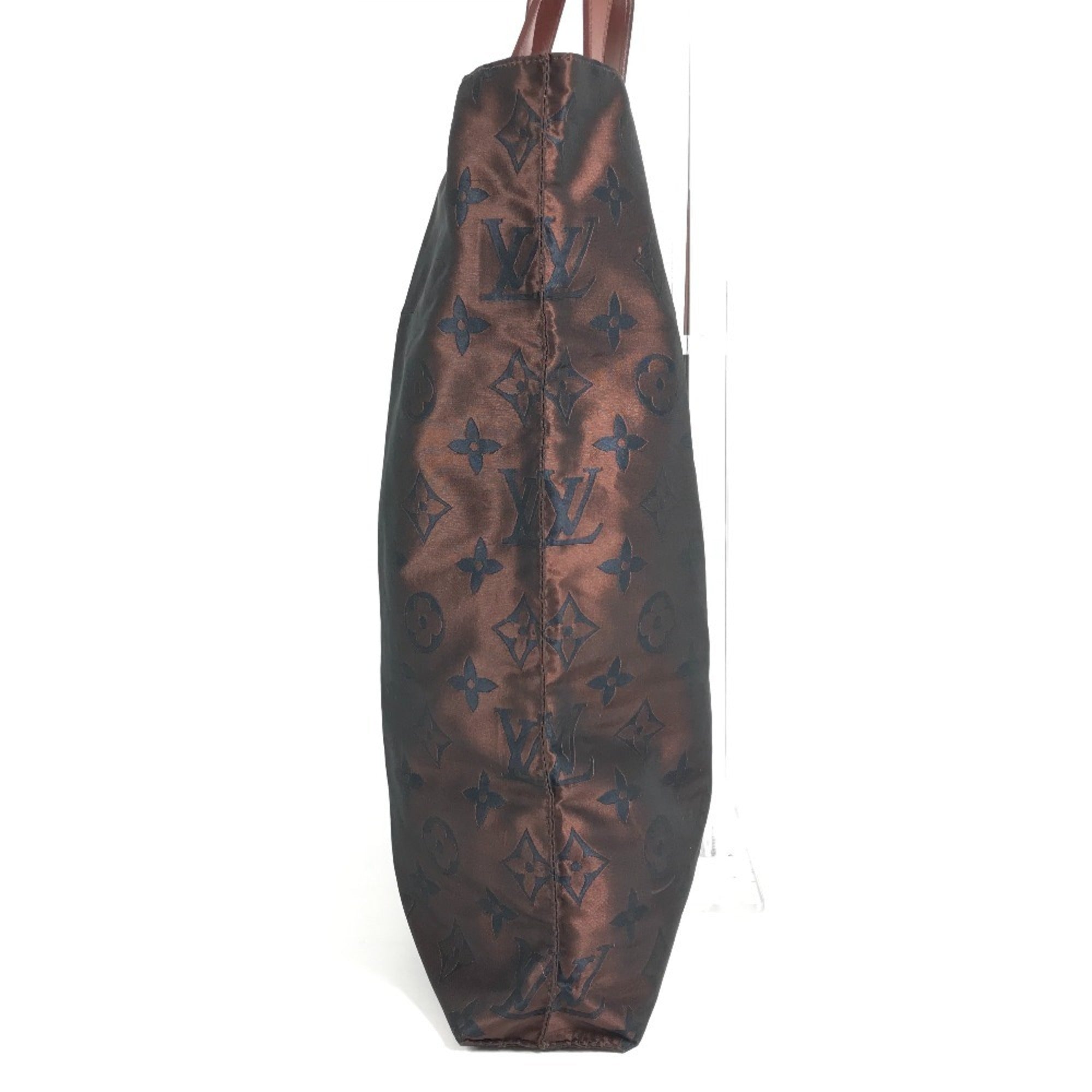 Louis Vuitton Brown Leather Nylon Shoulder Bag Tote Bag (Pre-Owned)