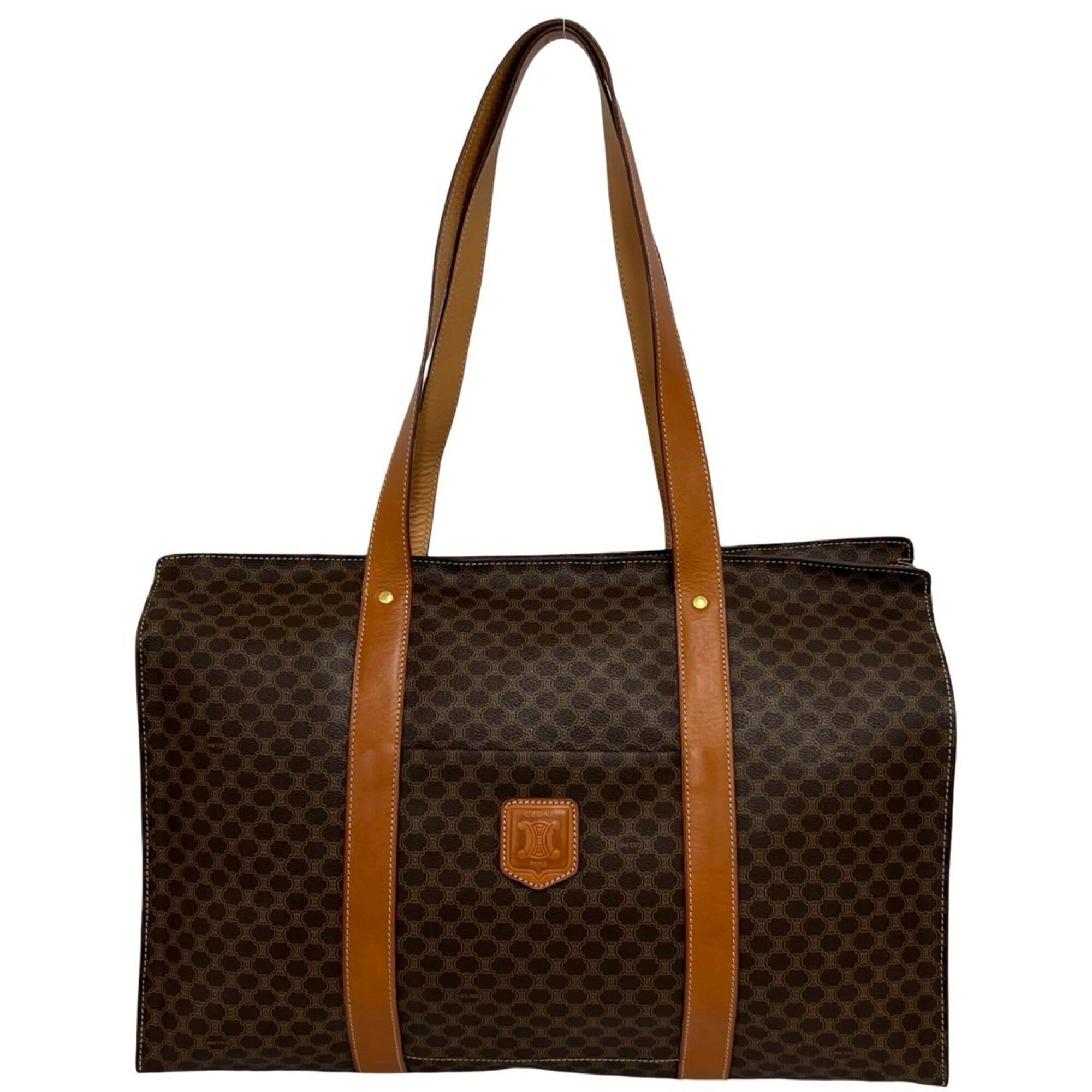 Celine Brown Pvc Leather Boston Bag Shoulder Bag Tote Bag (Pre-Owned)