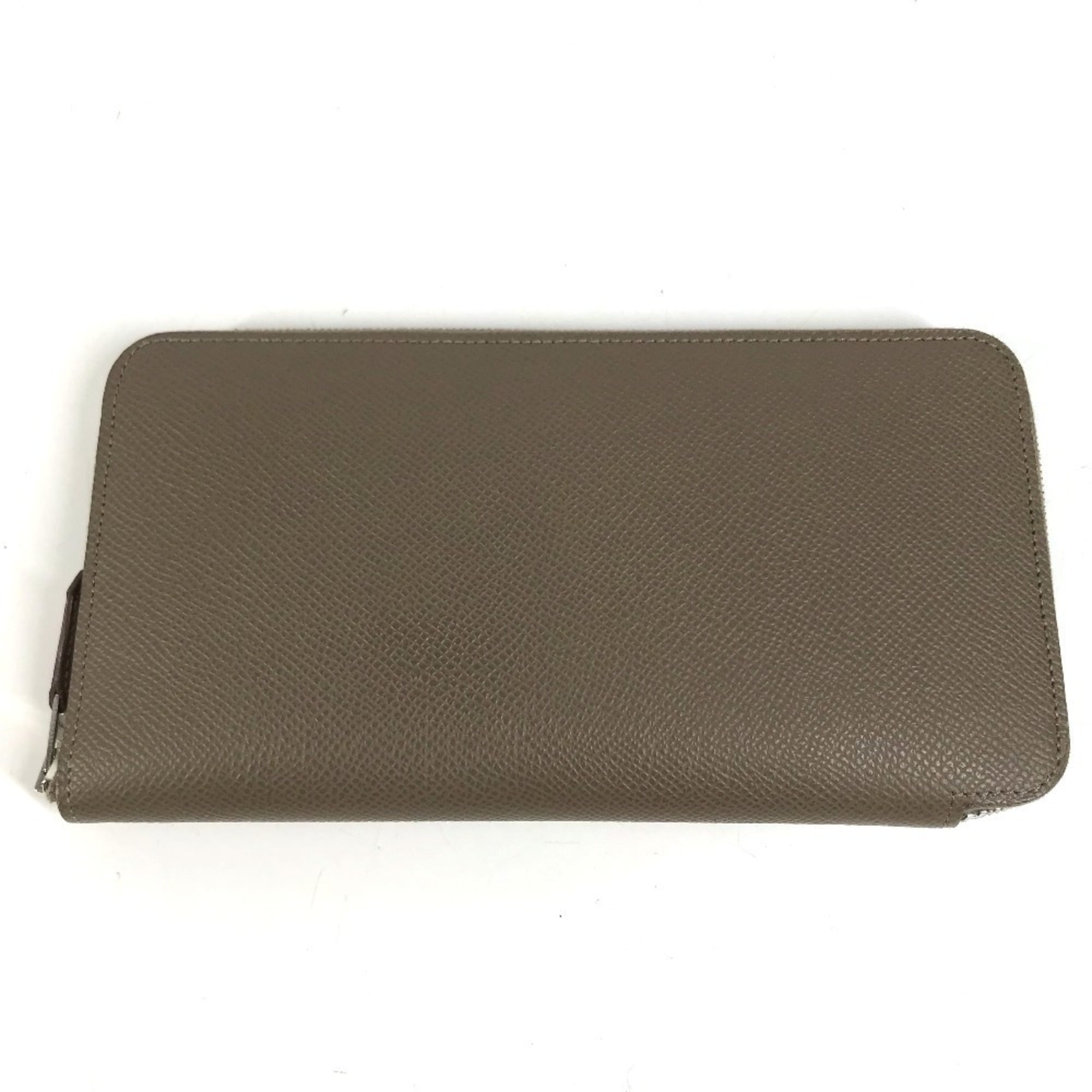 Hermes Silk'in Gray Epsom Leather Long Wallet (Bi-Fold) (Pre-Owned)