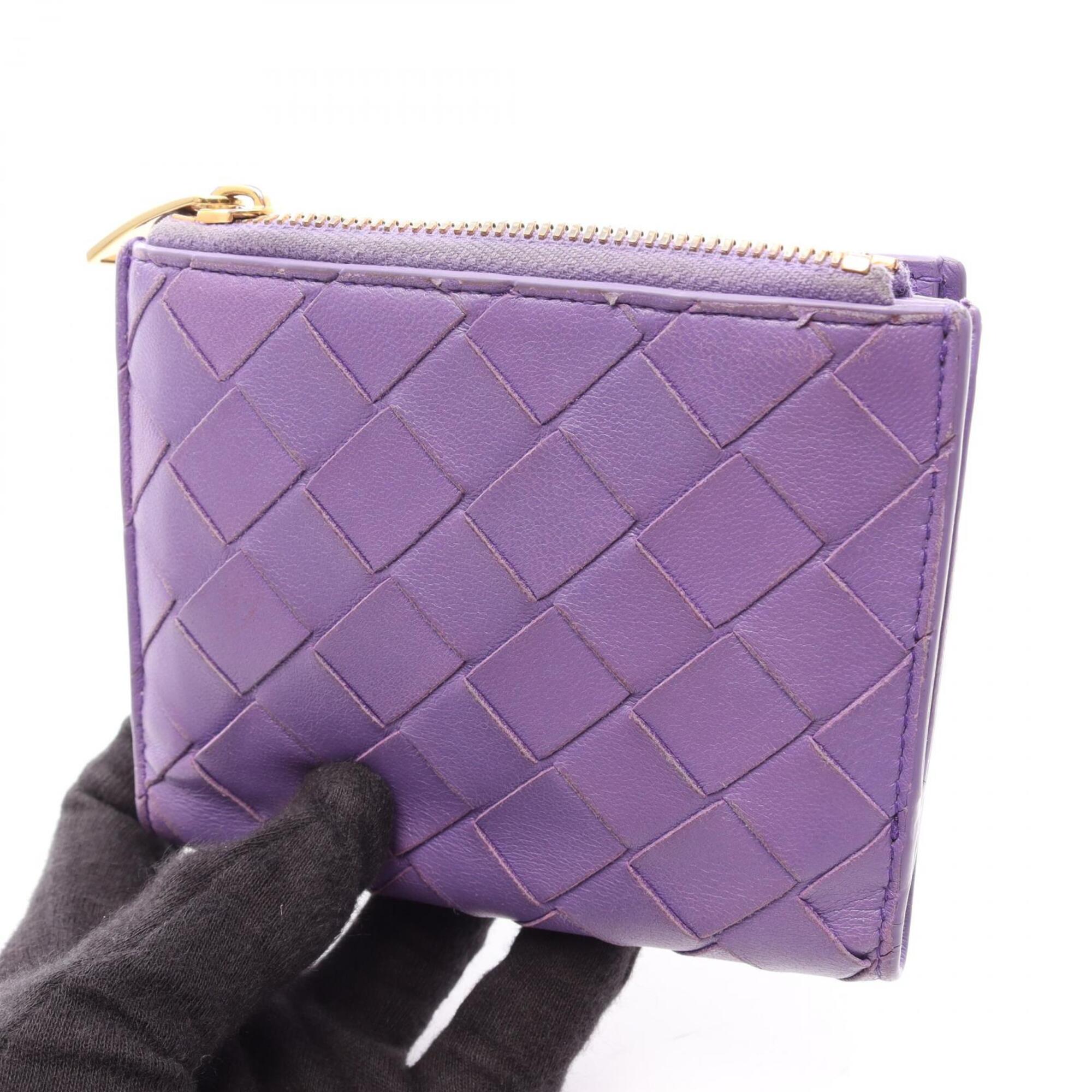 Bottega Veneta Intrecciato Purple Leather Wallet (Bi-Fold) (Pre-Owned)