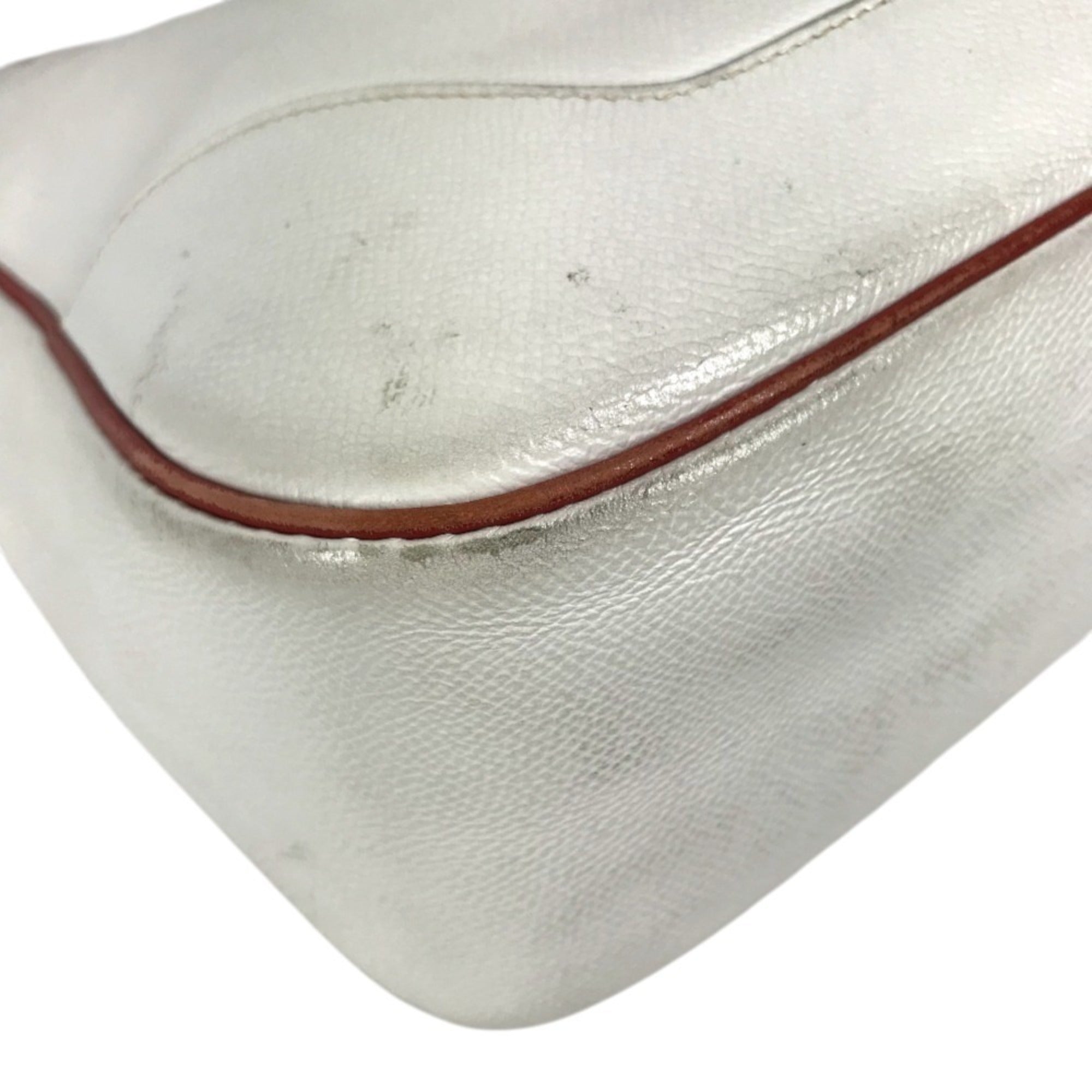 Hermes Red Color White Leather Shoulder Bag Tote Bag (Pre-Owned)
