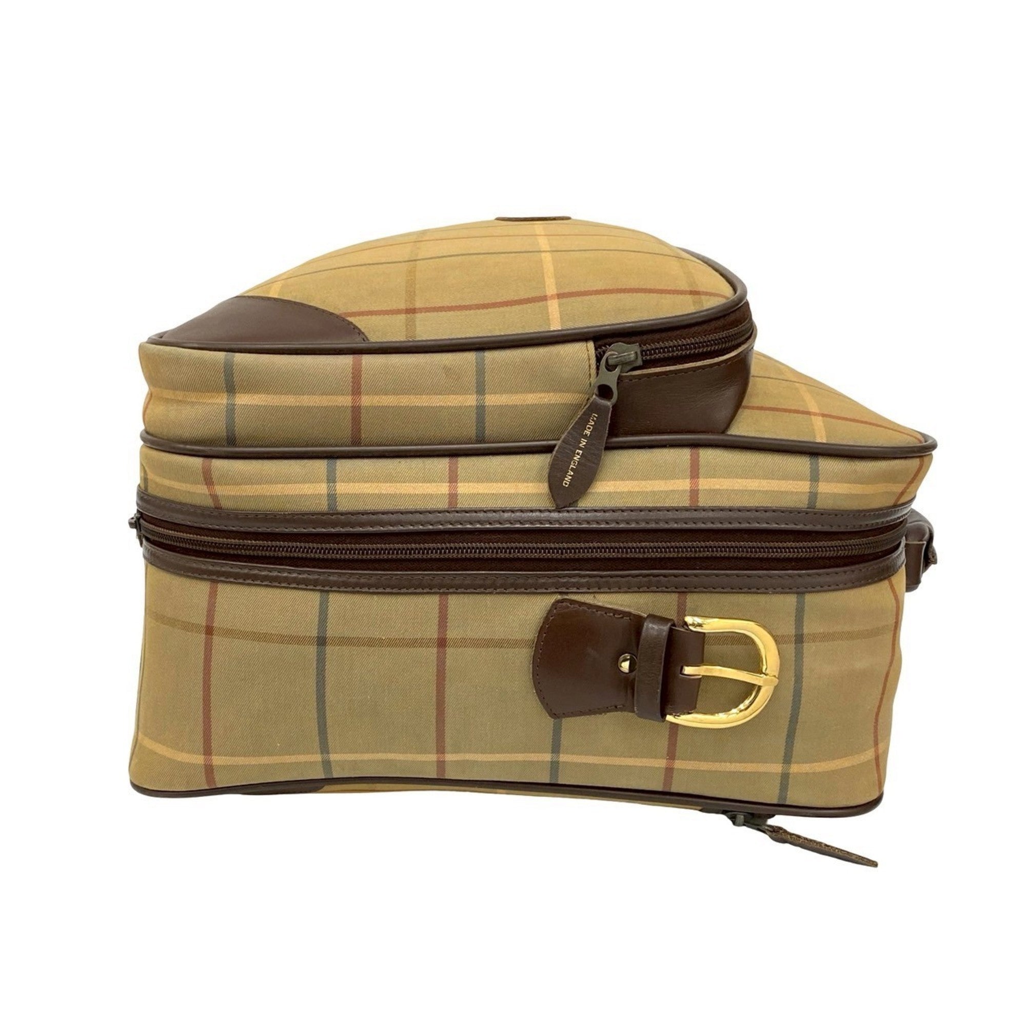 Burberry Brown Khaki Canvas Leather Boston Bag Handbag Shoulder Bag (Pre-Owned)