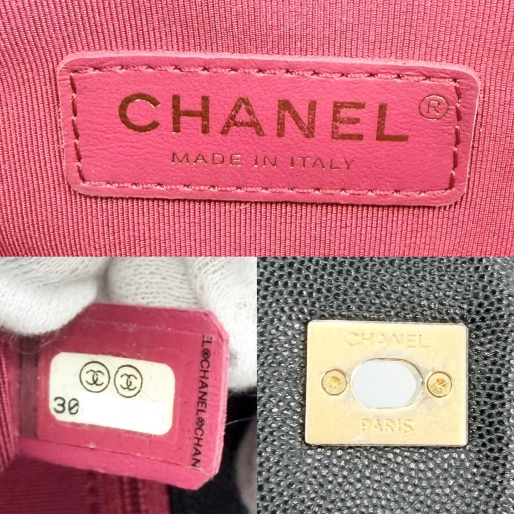 Chanel Black Grained Calfskin Handbag Shoulder Bag (Pre-Owned)