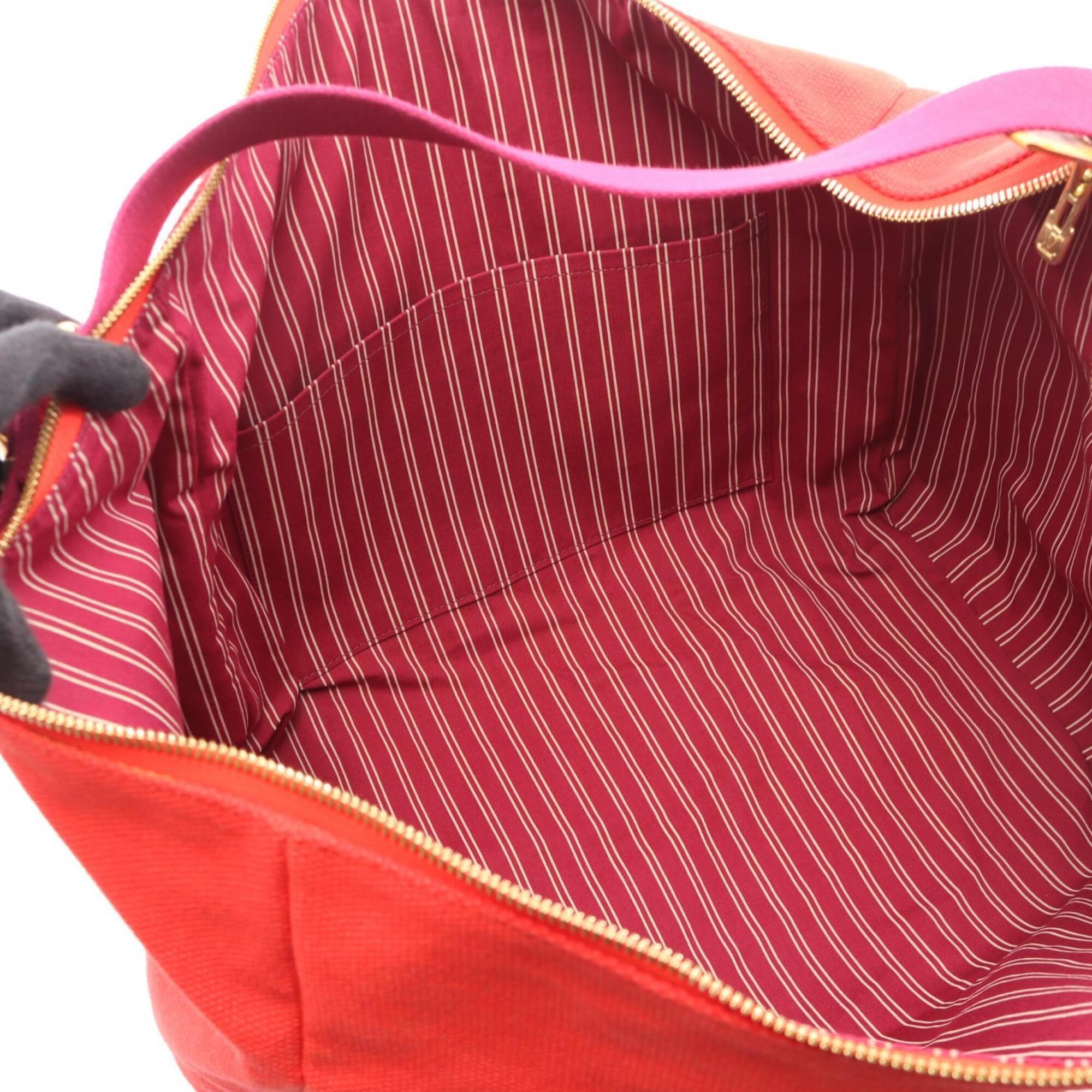 Louis Vuitton Red Color Rouge Canvas Boston Bag Handbag (Pre-Owned)