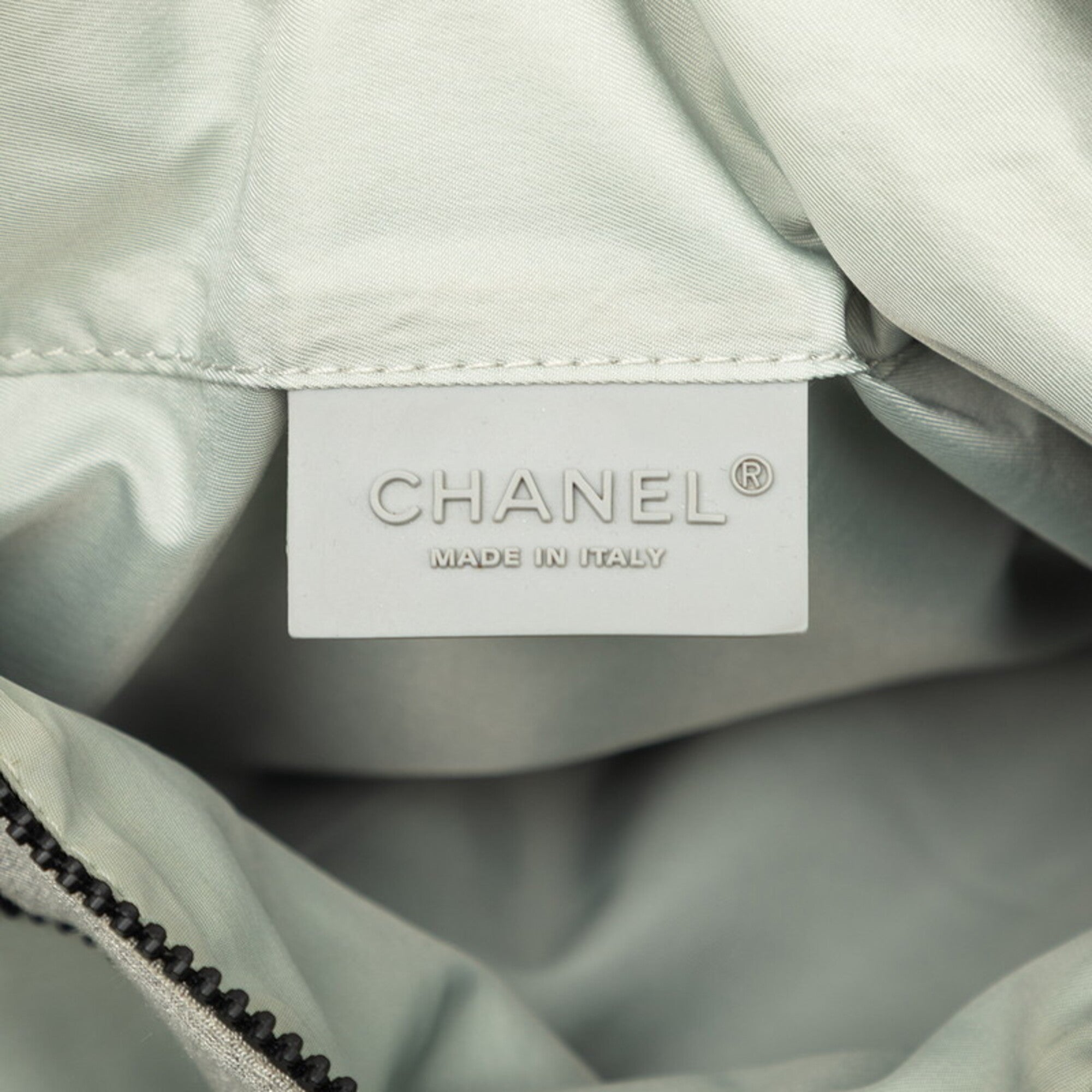 Chanel Gray Cotton Messenger Bag Shoulder Bag (Pre-Owned)
