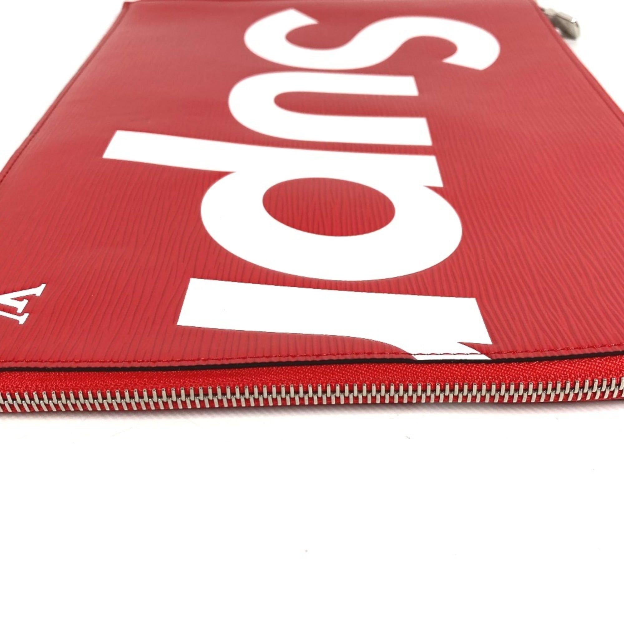 Louis Vuitton Red Color White Epi Leather Clutch Bag Pochette (Pre-Owned)