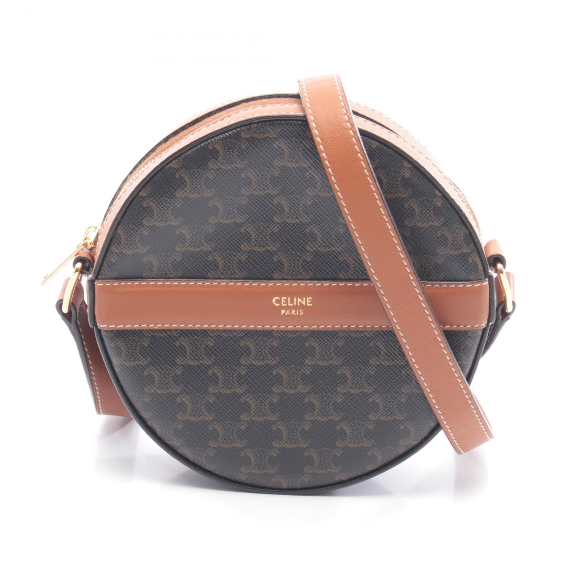 Celine Black Brown Coated Canvas Leather Handbag Shoulder Bag (Pre-Owned)
