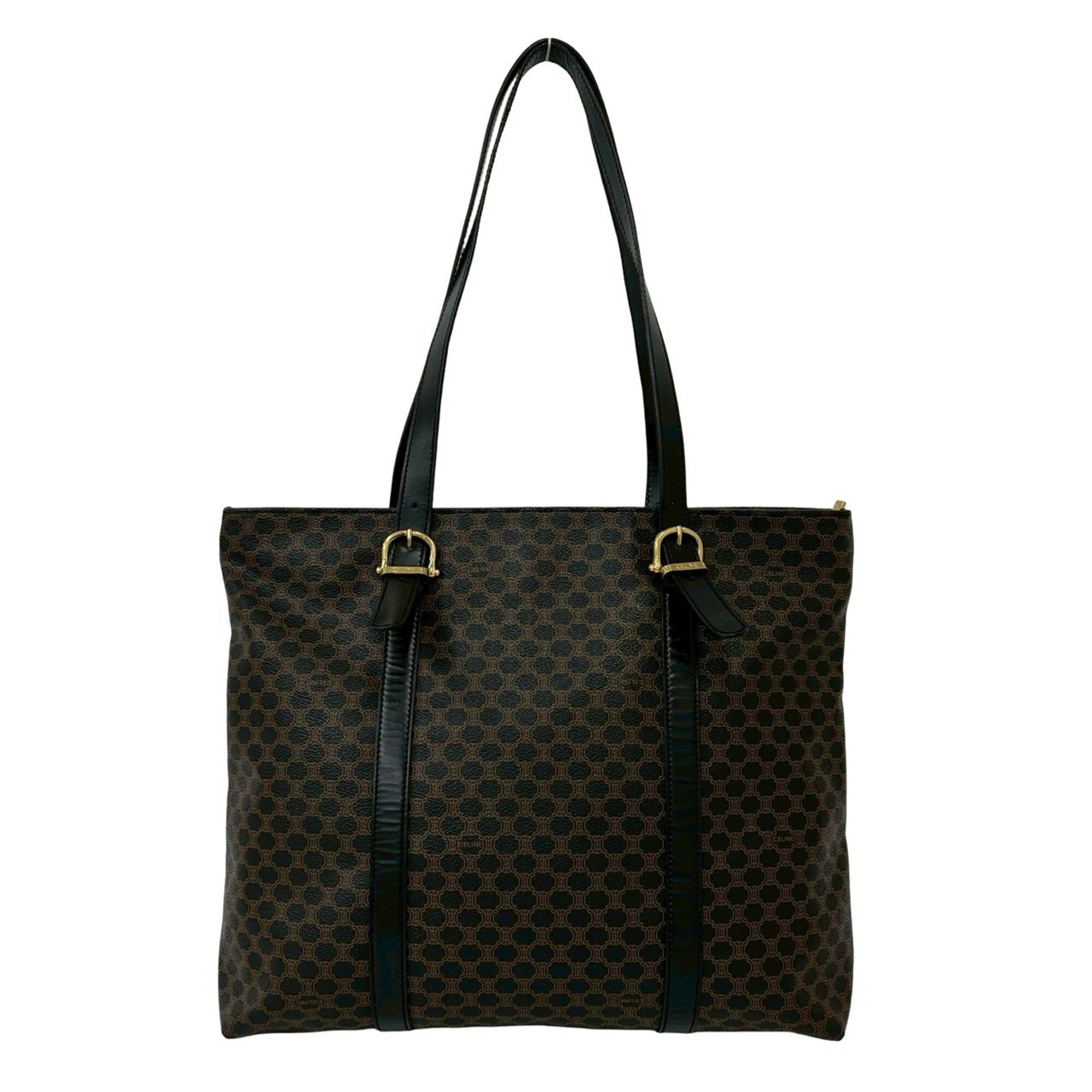 Celine Black Brown Leather Pvc Handbag Tote Bag (Pre-Owned)