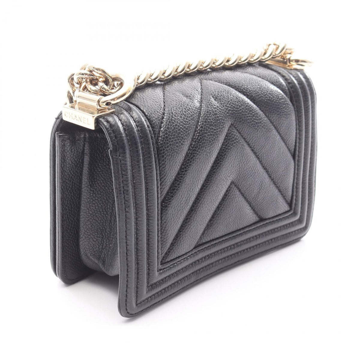 Chanel Black Grained Calfskin Handbag Shoulder Bag (Pre-Owned)